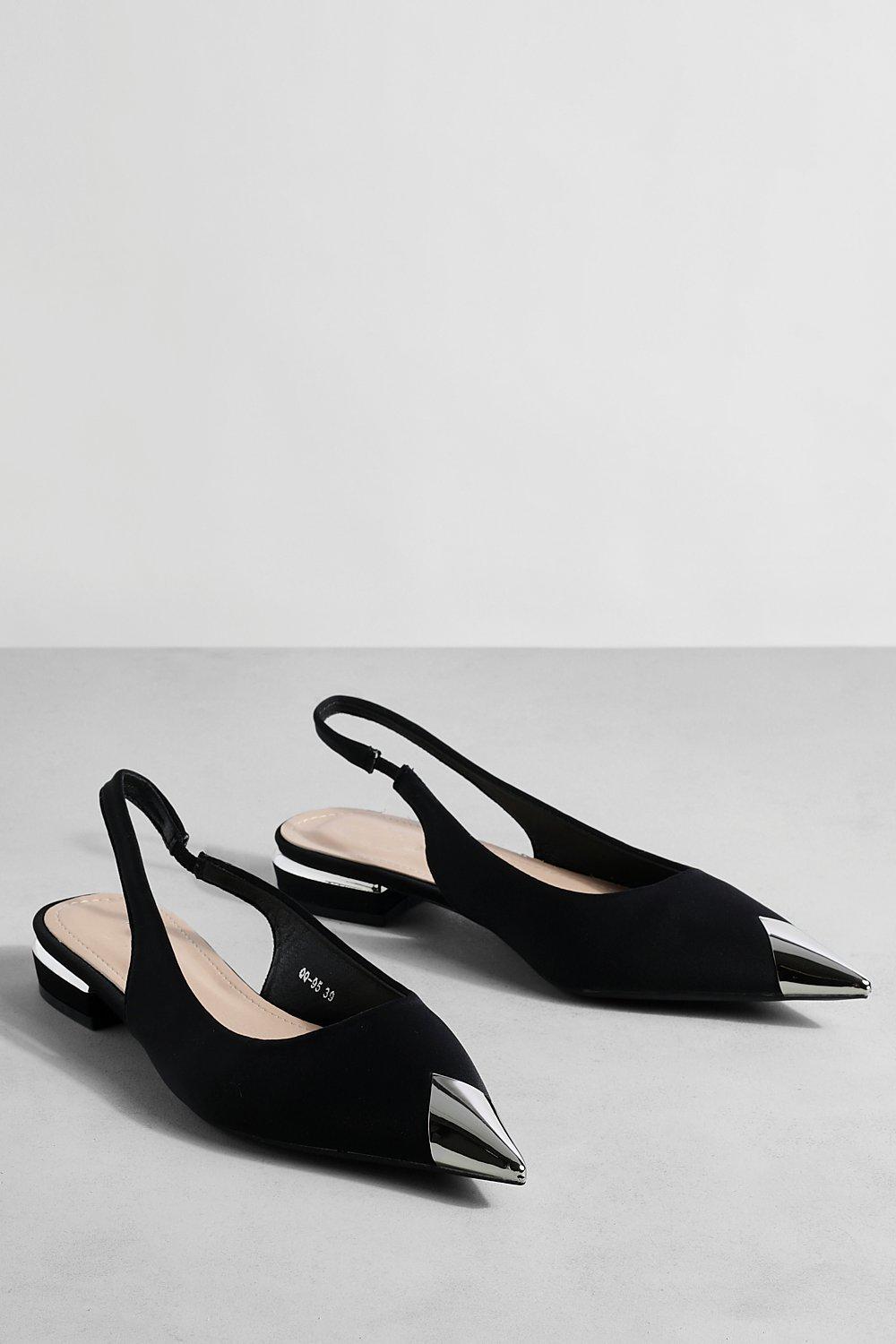 Metal Toe Cap Pointed Ballet Flats