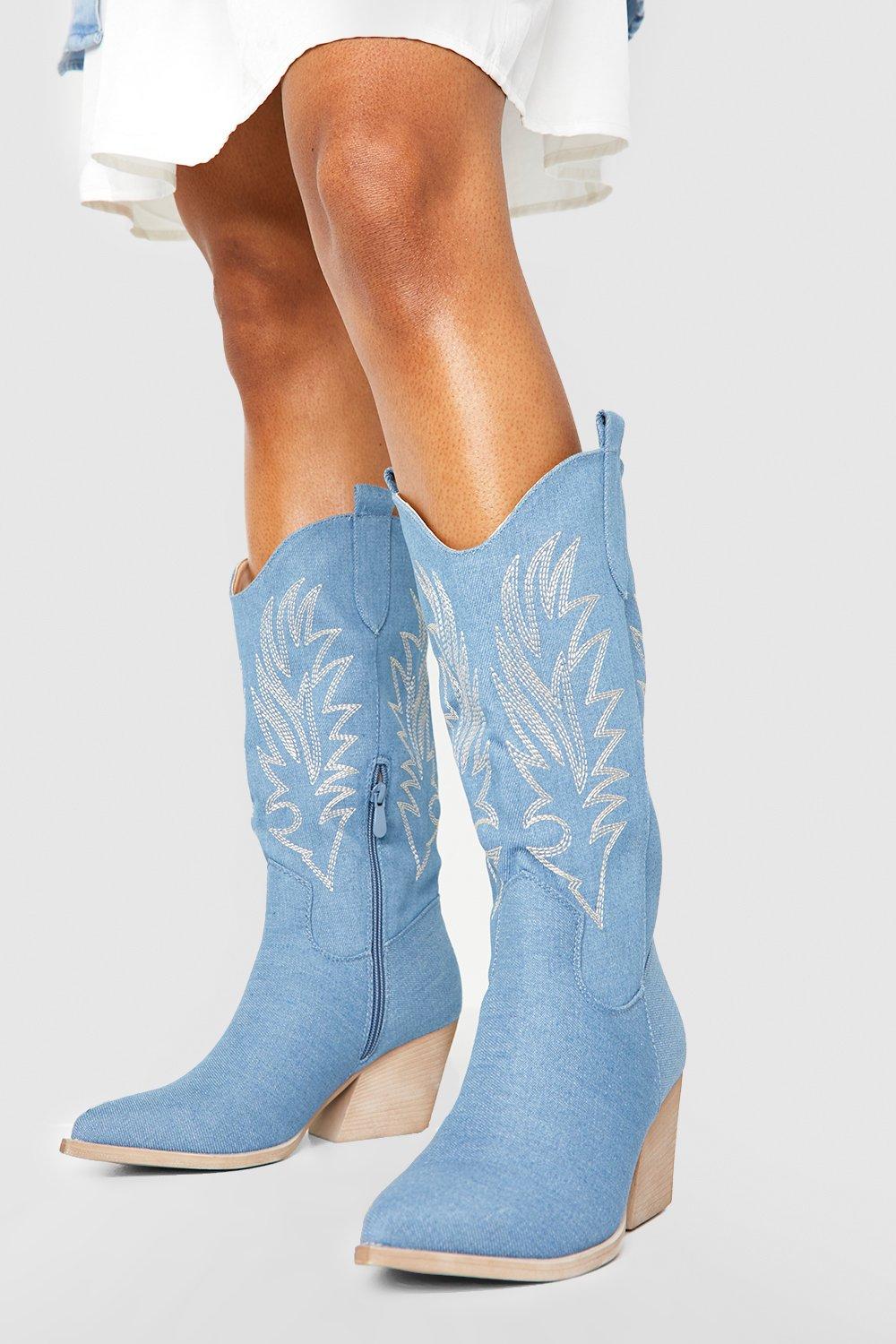 Women's denim cheap western boots