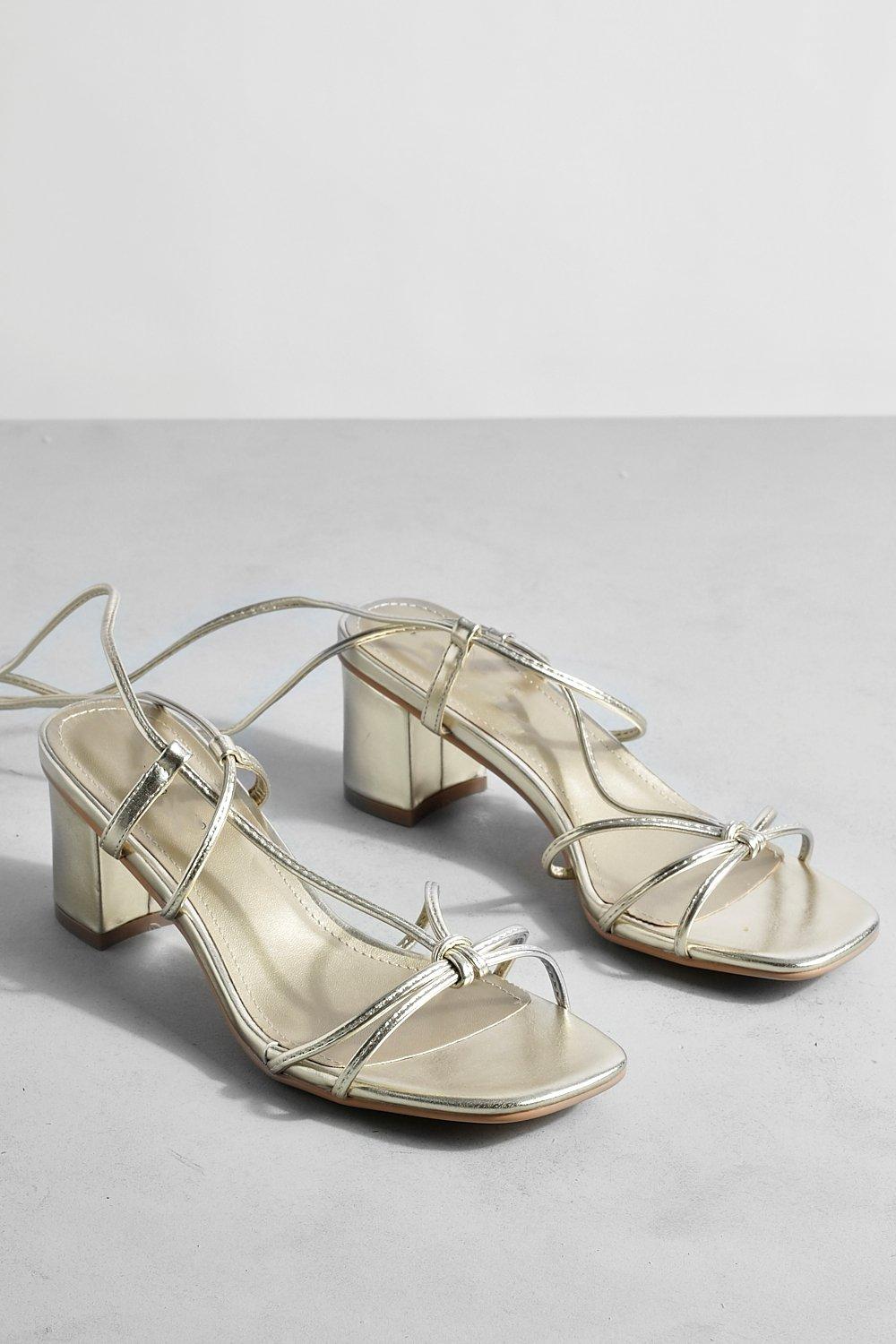 Silver strappy chunky on sale heels