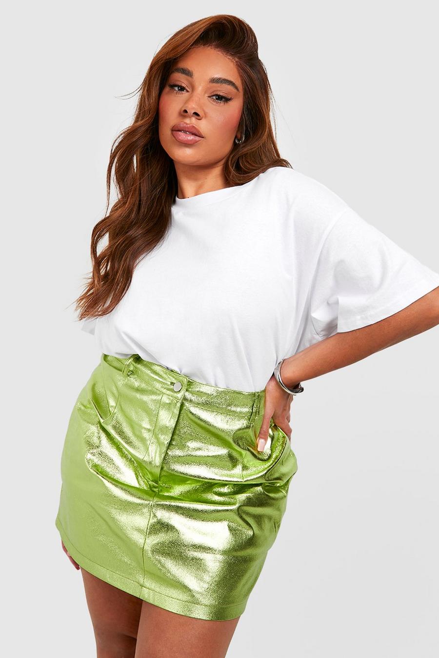 Minifalda Plus metálica, Khaki image number 1