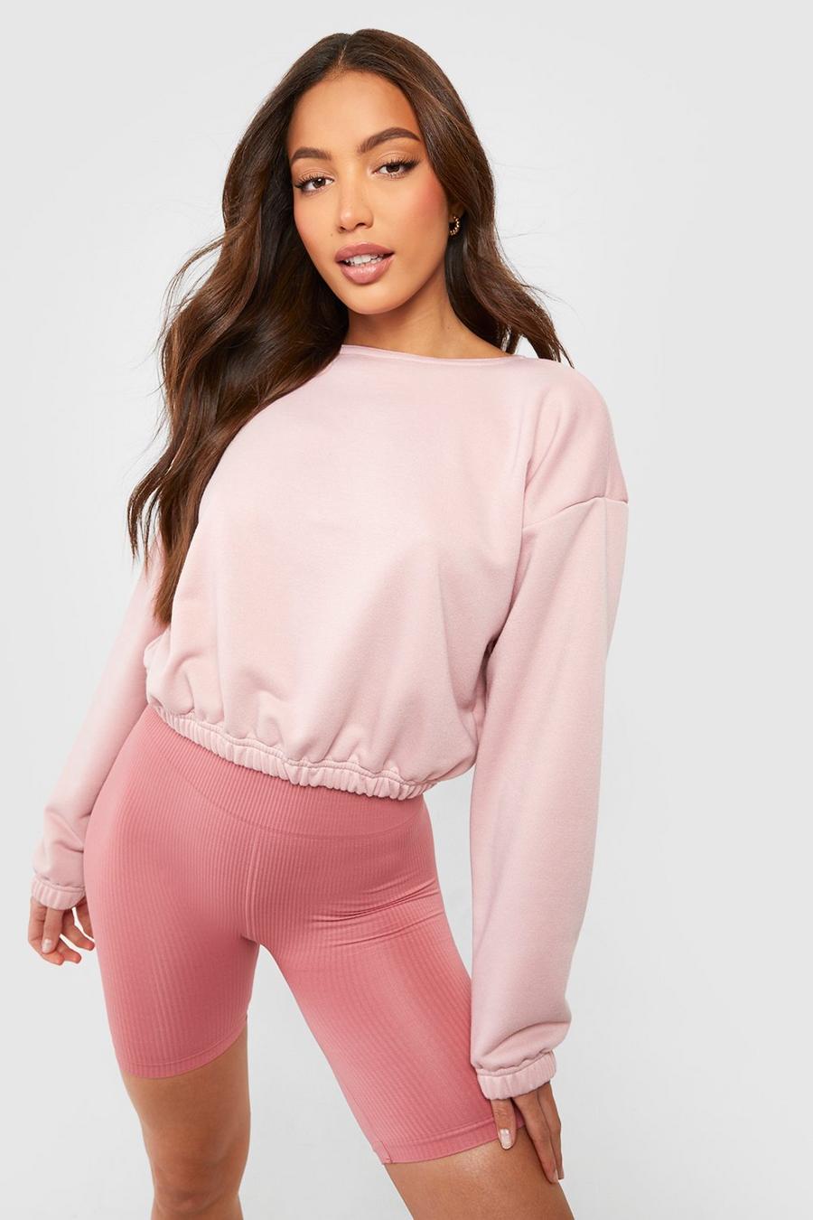 Light pink rosa Tall Cropped Tie Detail Sweatshirt image number 1