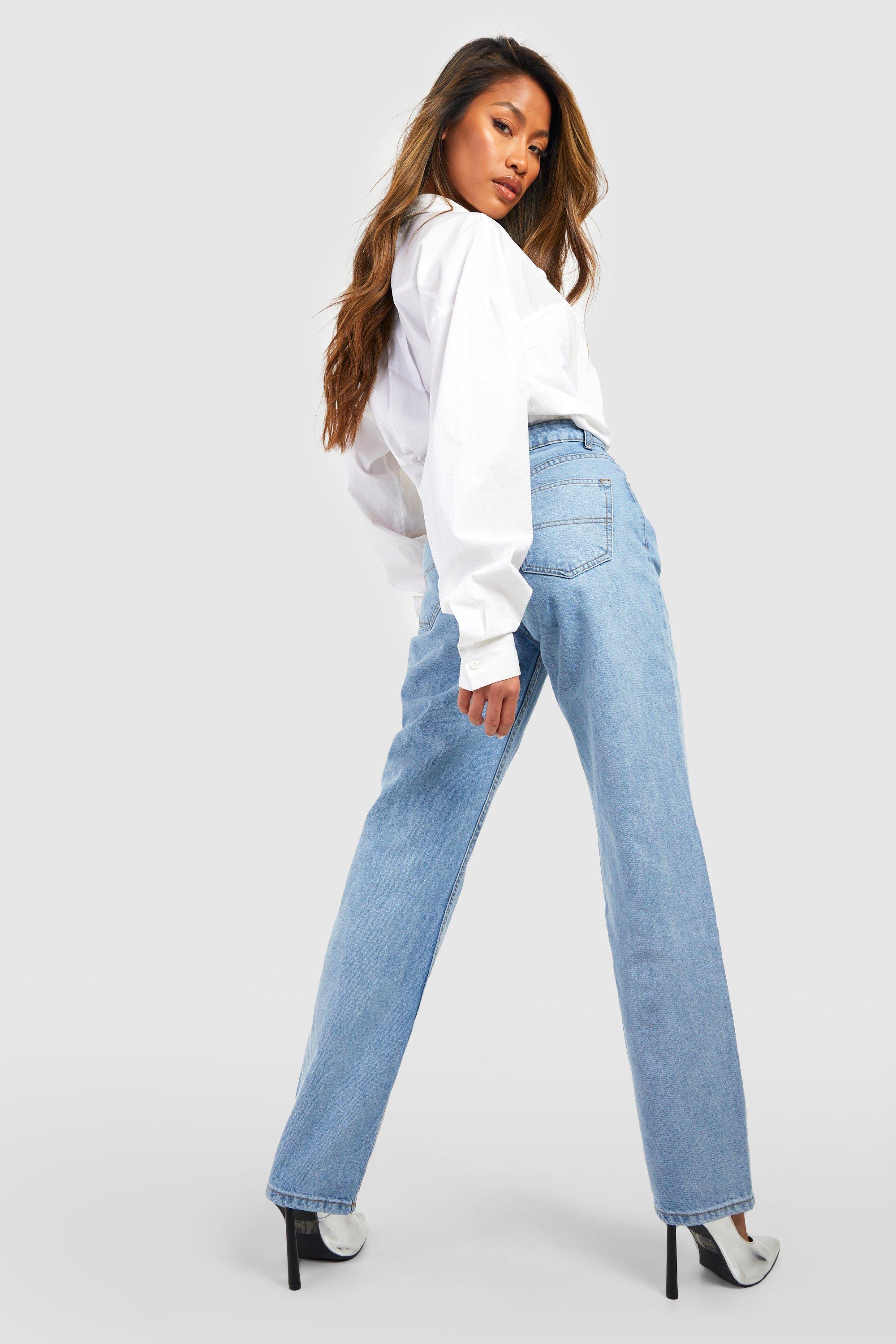 Women High Waist Straight Jeans