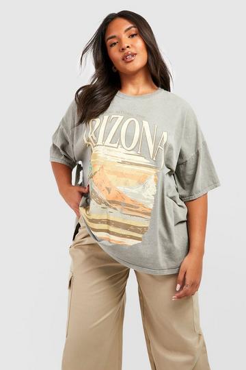 Plus Gebleekt Oversized Arizona T-Shirt stone