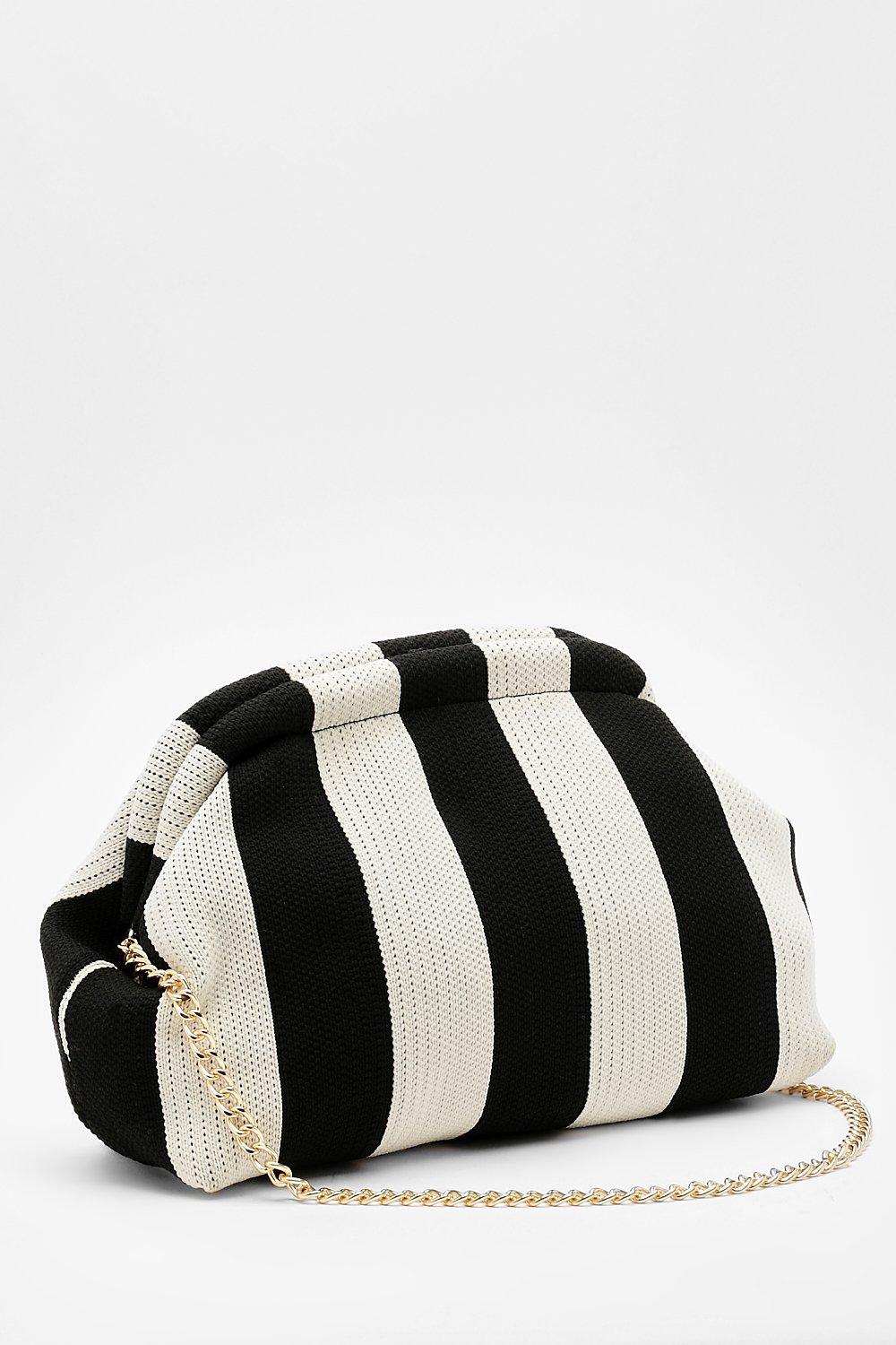 Black and 2025 white striped clutch