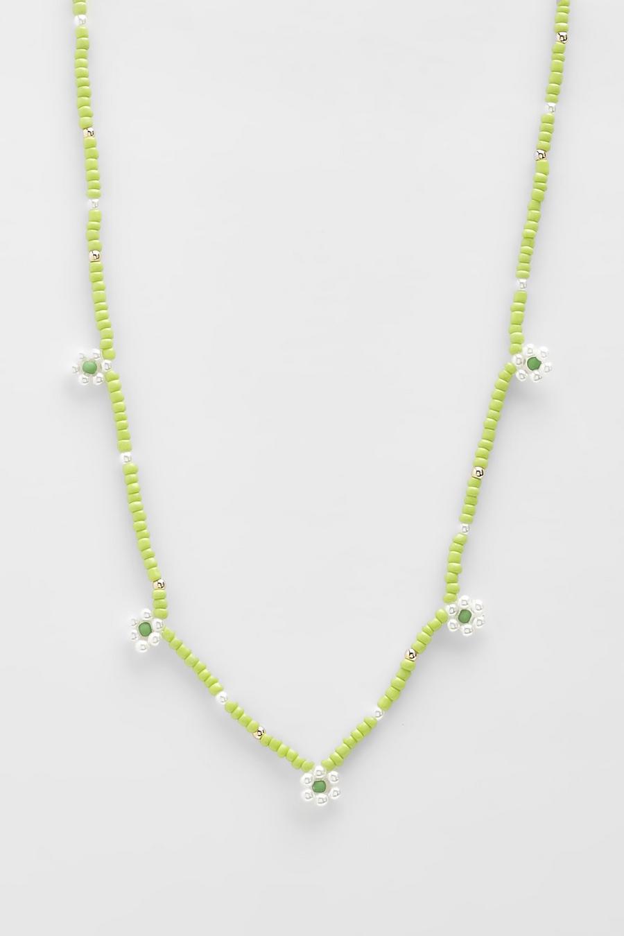 Choker mit Blumen-Perlen, Green image number 1