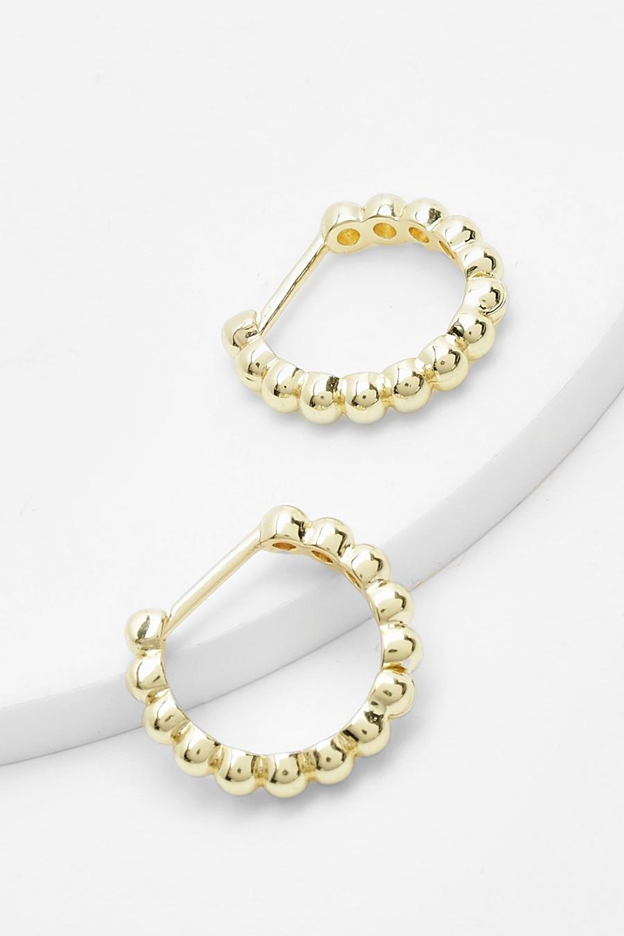 Gold Bubble Detail Hoop Earrings  image number 1