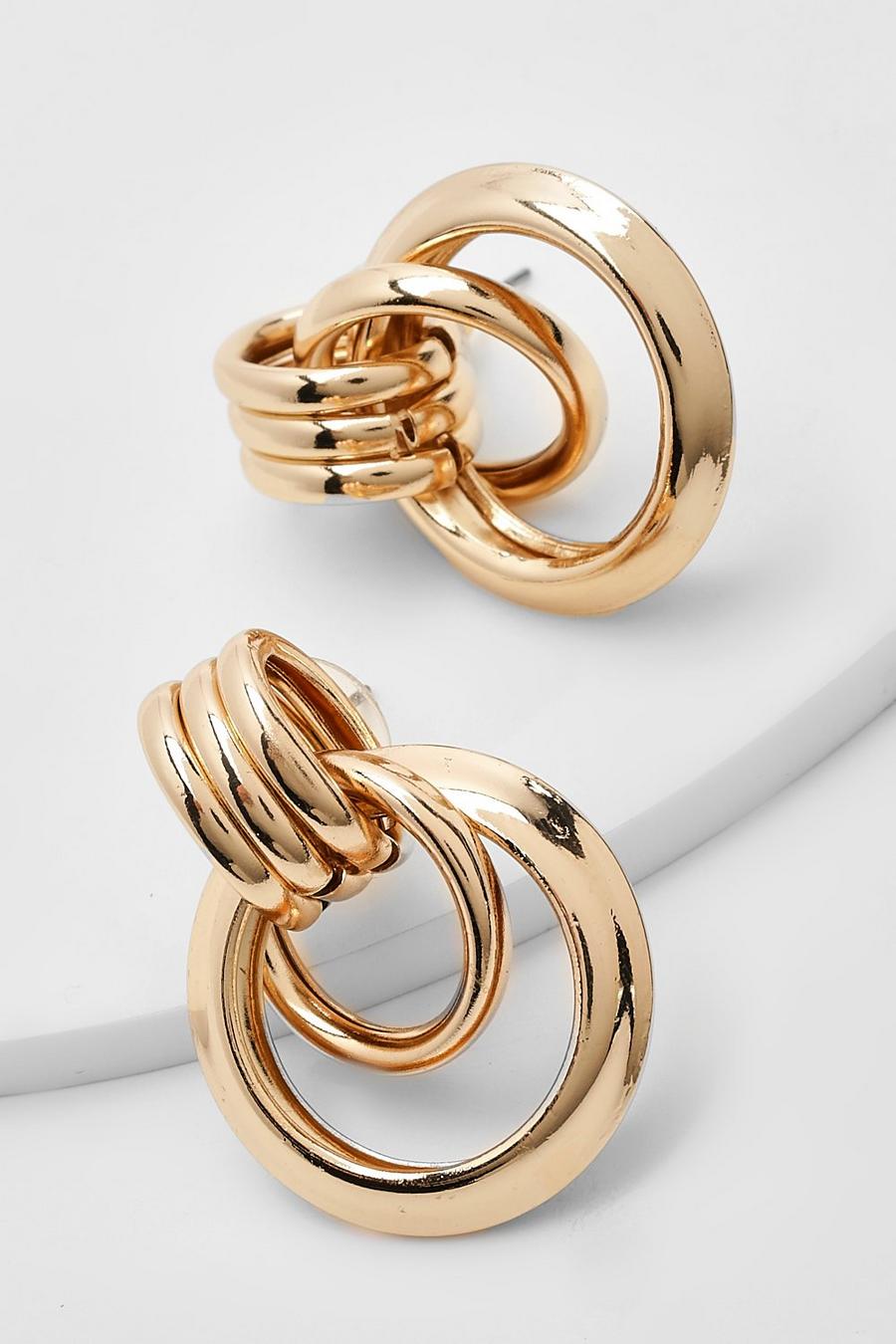 Gold metallic Twist Detail Stud Earrings image number 1