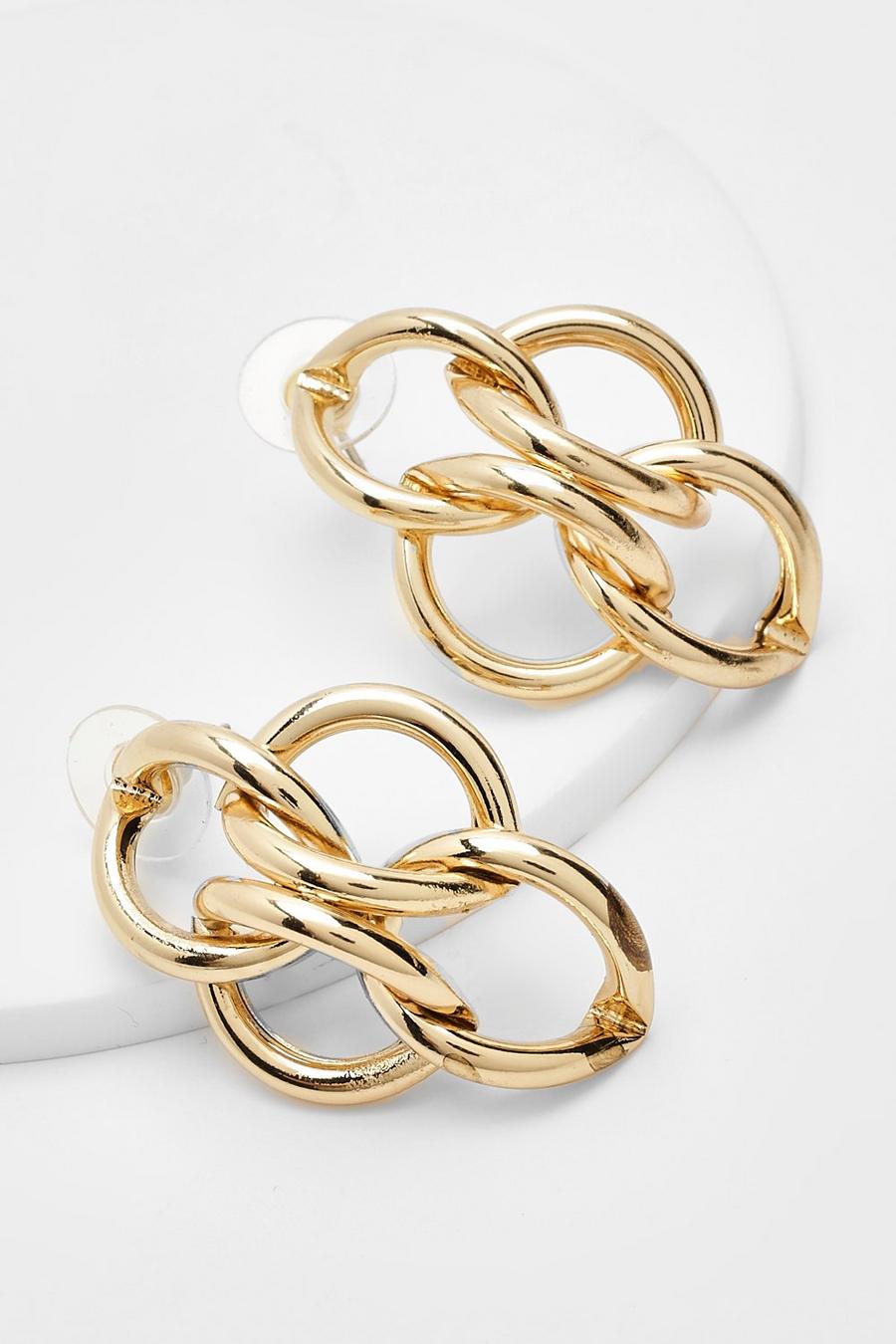 Gold Link Detail Earrings image number 1