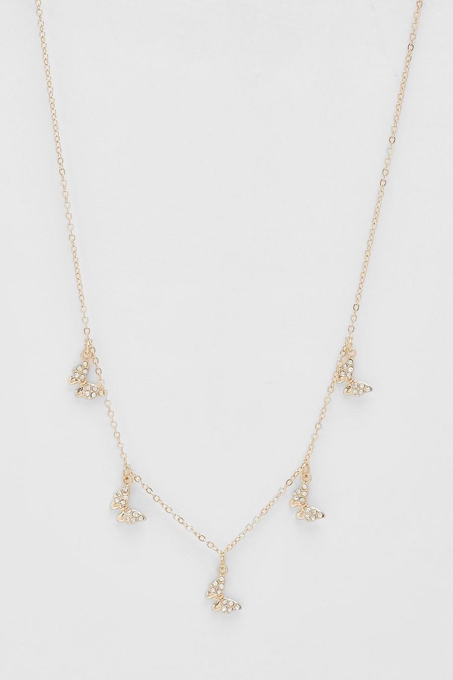 Gold metallic Butterfly Drop Necklace