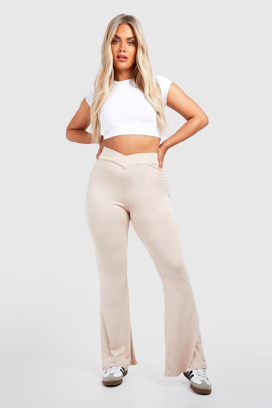 Stone Plus Jersey V Waistband Flare Trousers image number 1