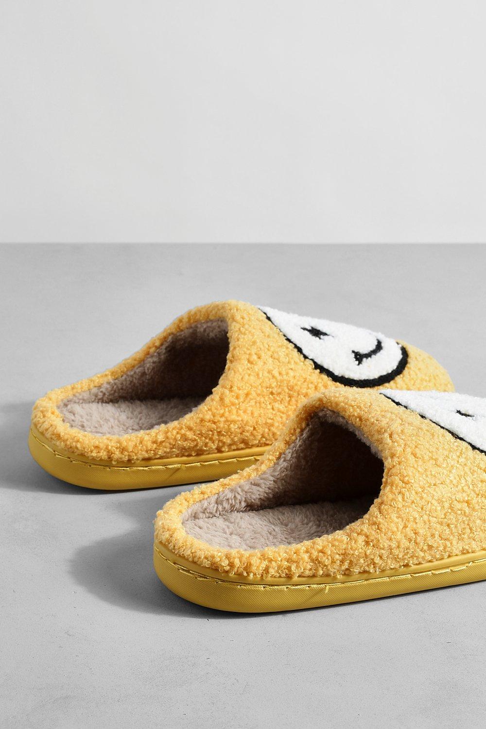 Women s Happy Face Borg Slipper Boohoo UK