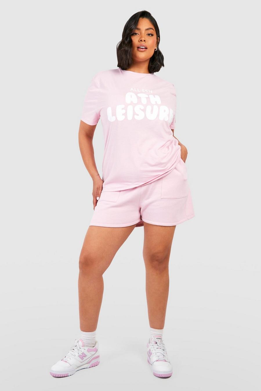 Baby pink Plus Dsgn Studio T-Shirt En Shorts Set