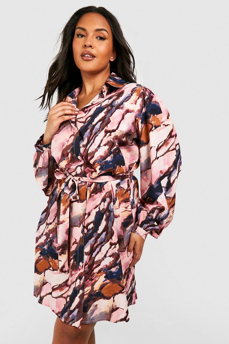 Vestito camicia Plus Size con stampa, Pink image number 1