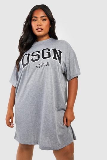 Plus Applique Dsgn Studio Oversized T-shirt Dress grey marl