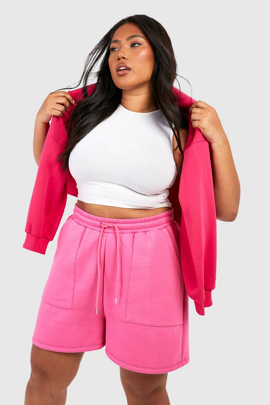 Pantaloni tuta Plus Size con cuciture esposte e tasche, Pink image number 1