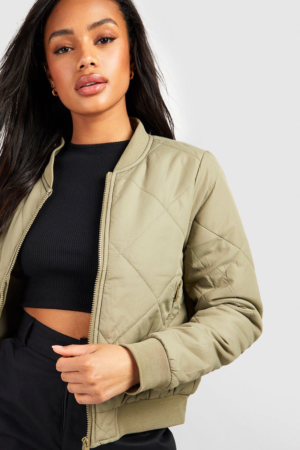 Diamond Quilted Bomber Jacket | boohoo