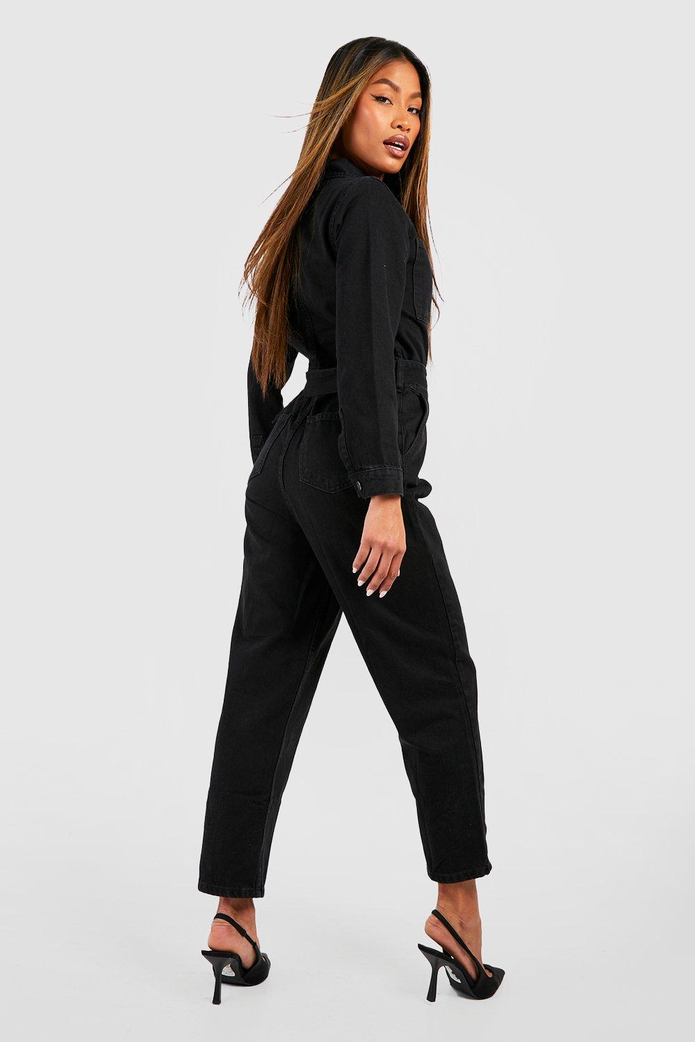 Boohoo denim cheap boiler suit