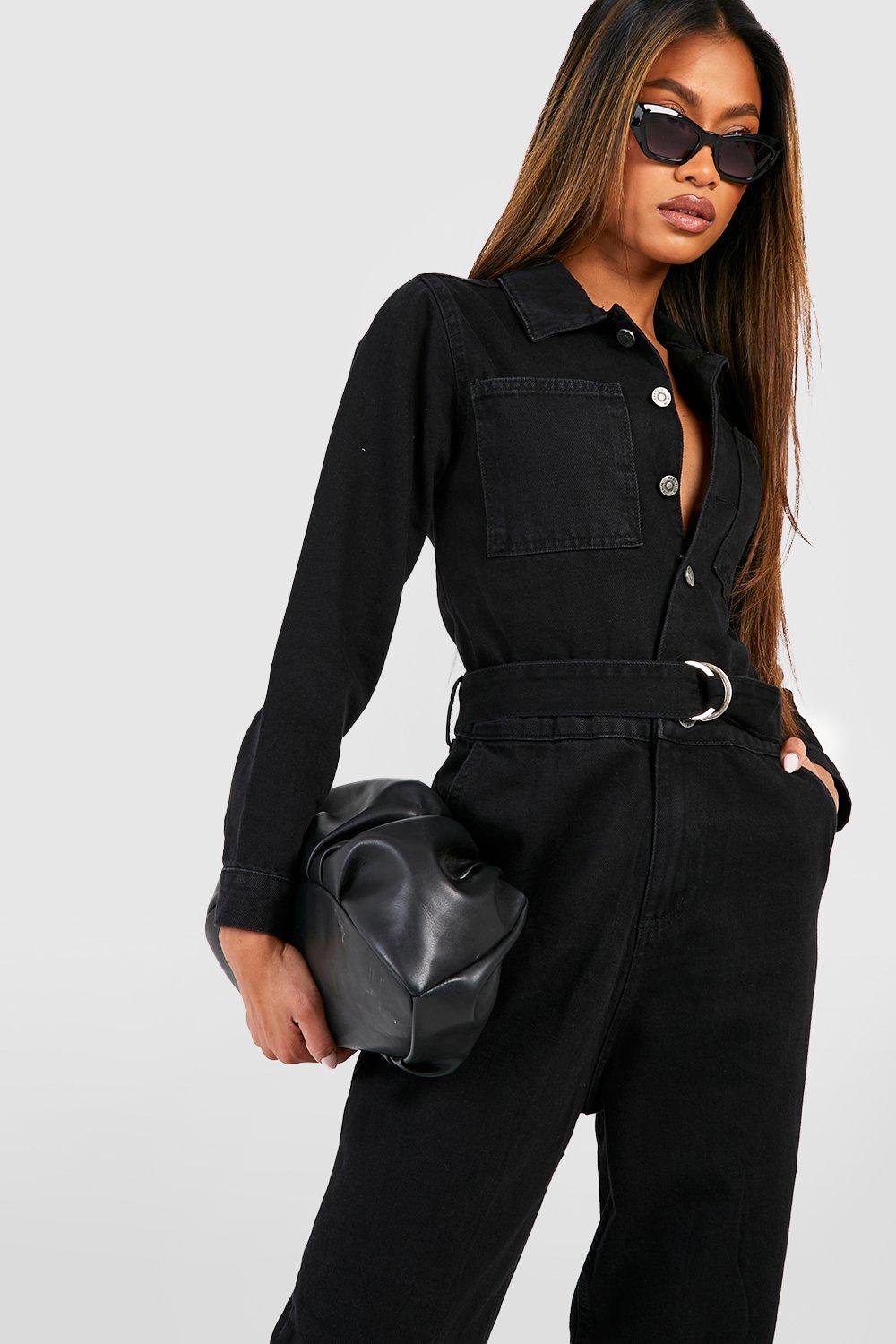 Topshop black denim hotsell boiler suit