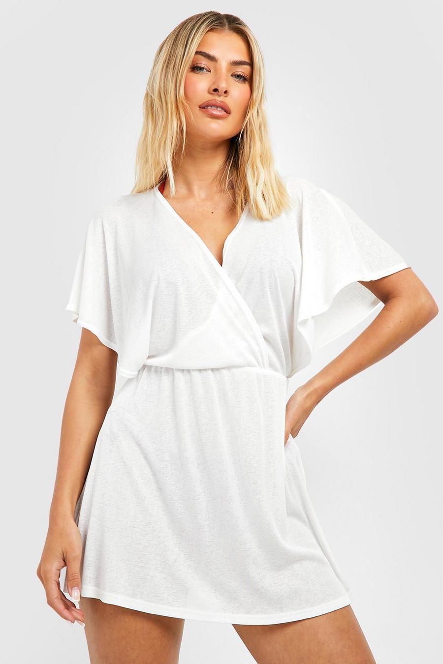 Ivory Sheer Texture Cover Up Beach Kaftan image number 1