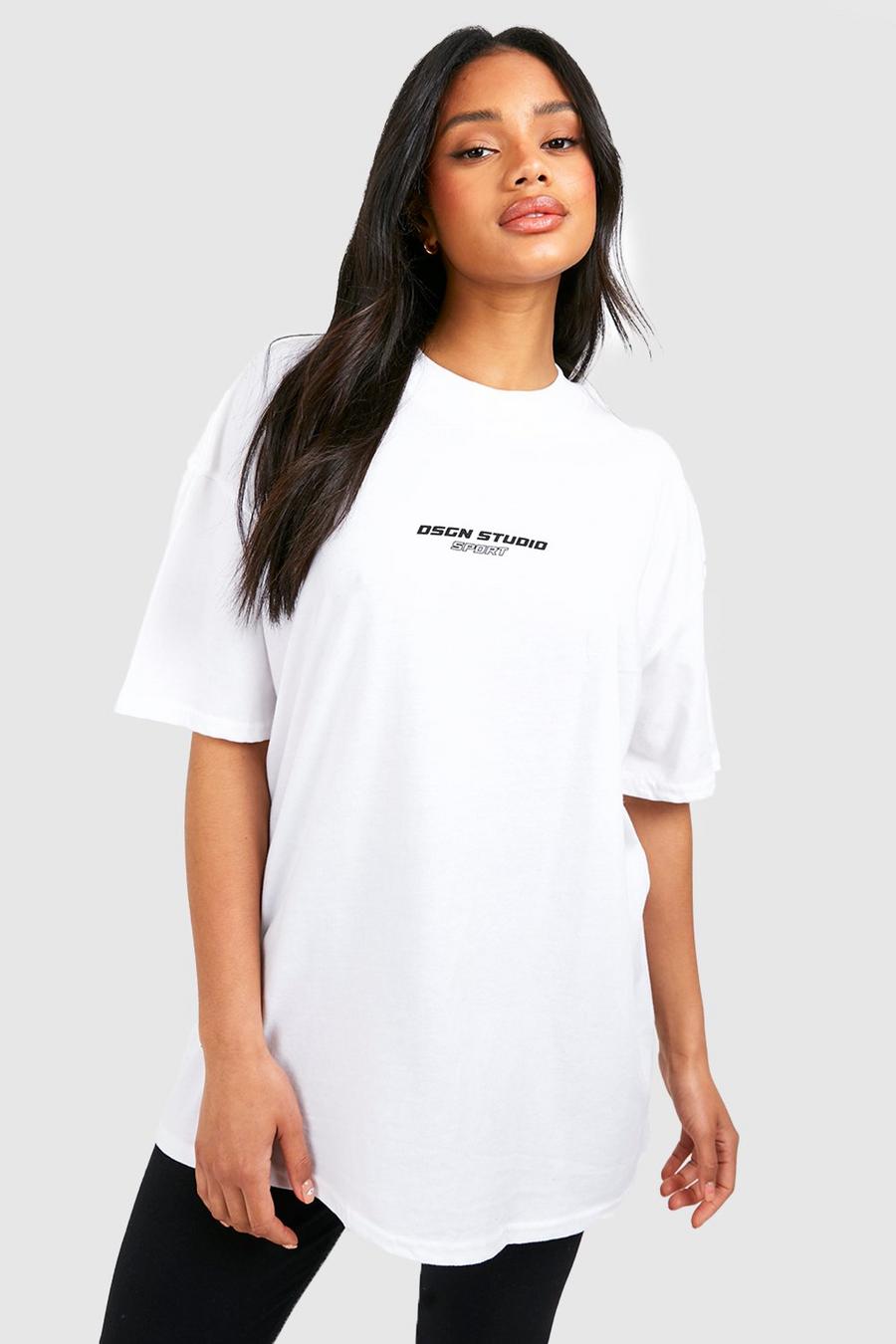 T-shirt de sport oversize à slogan Dsgn Studio, White image number 1