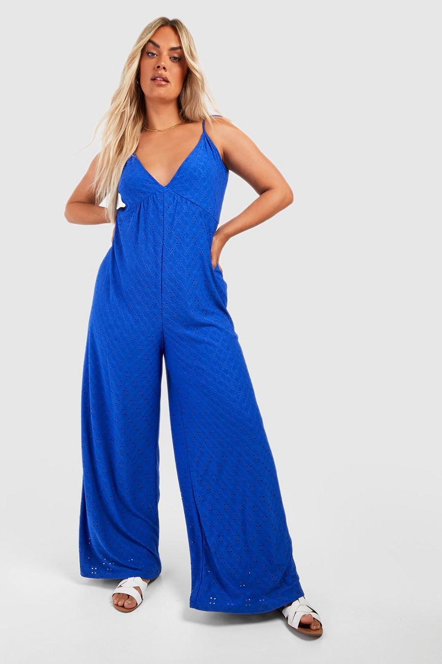 Cobalt Plus Jersey Broderie Strappy Jumpsuit image number 1