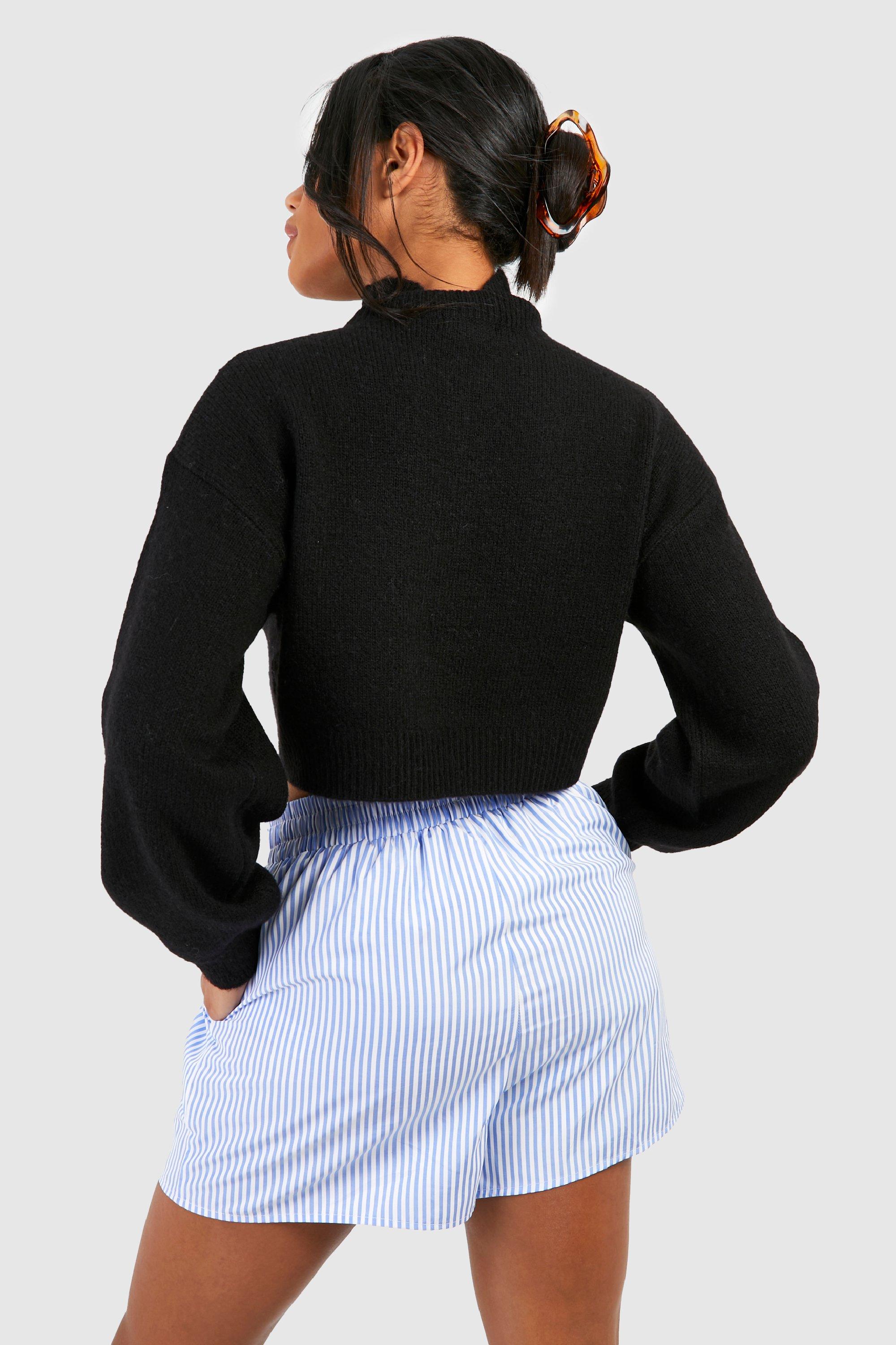 Soft Knit Half Zip Crop Jumper