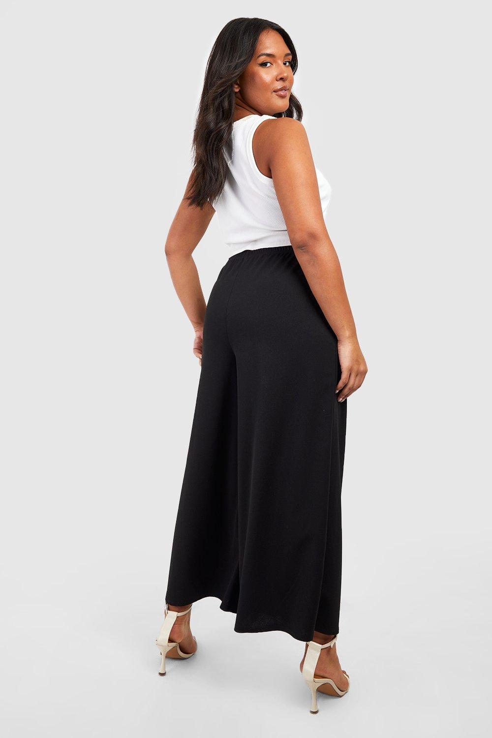 Plus Crepe Belted Culotte Pants