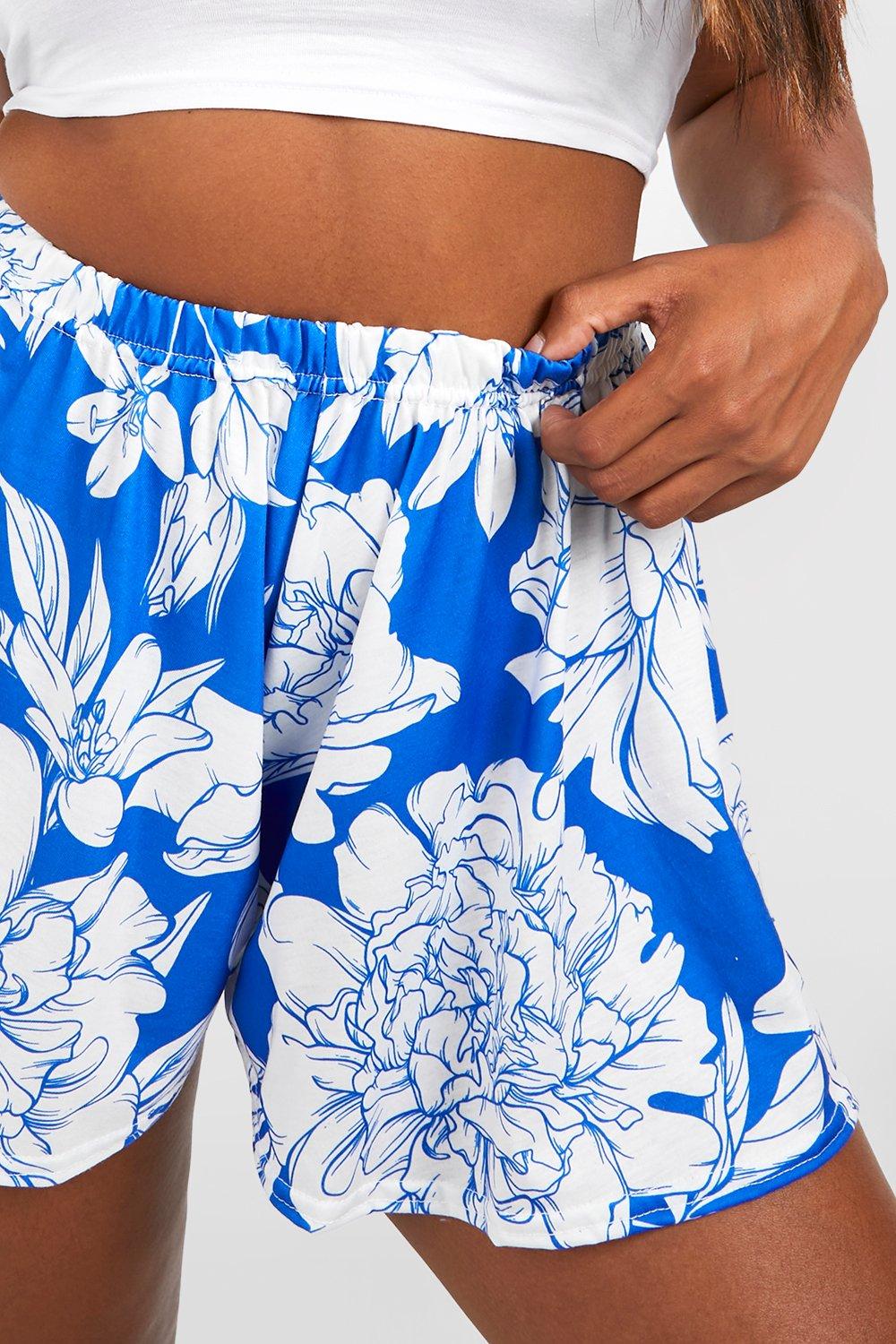 Plus Jersey Knit Floral Flowy Shorts