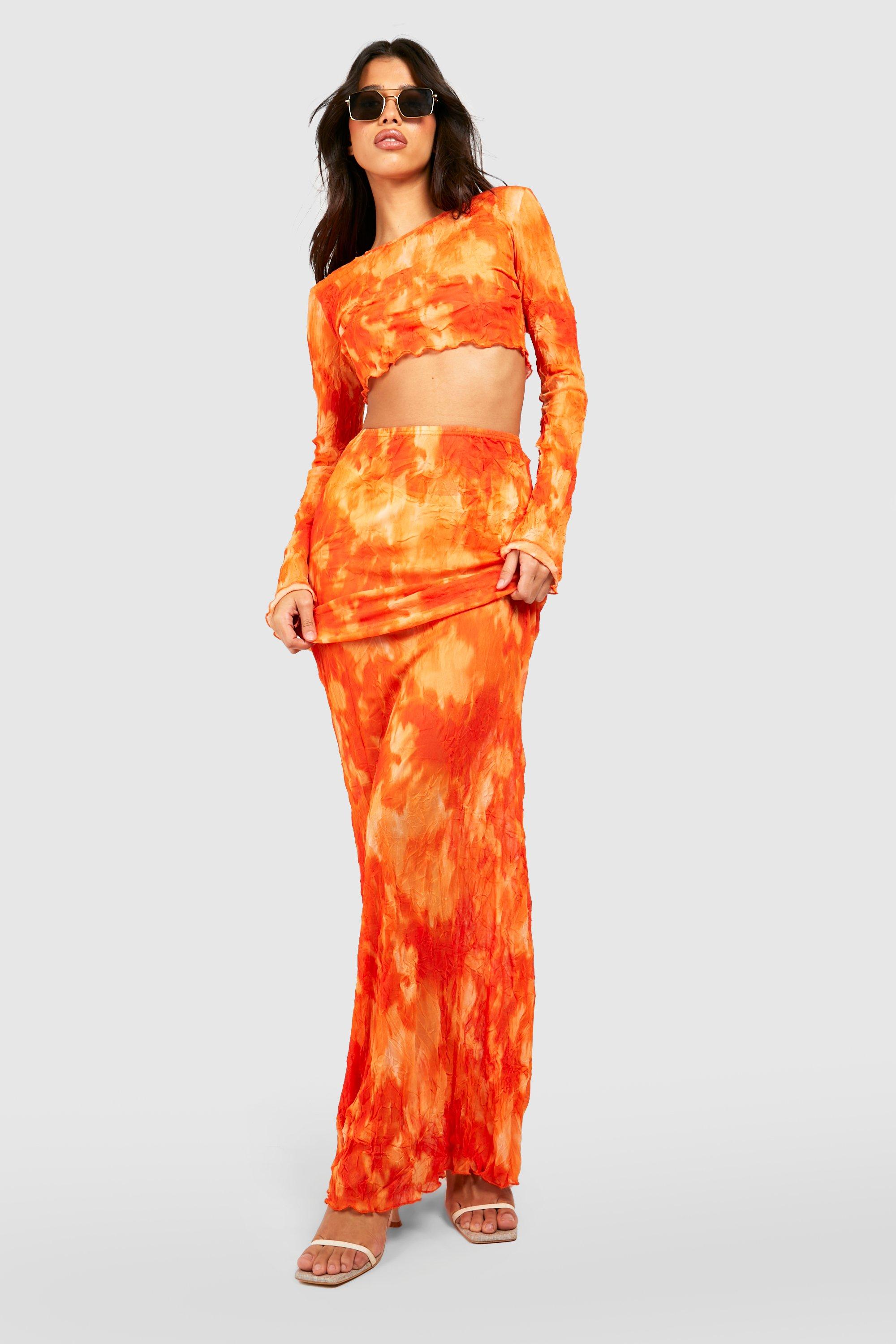 Mesh orange skirt sale