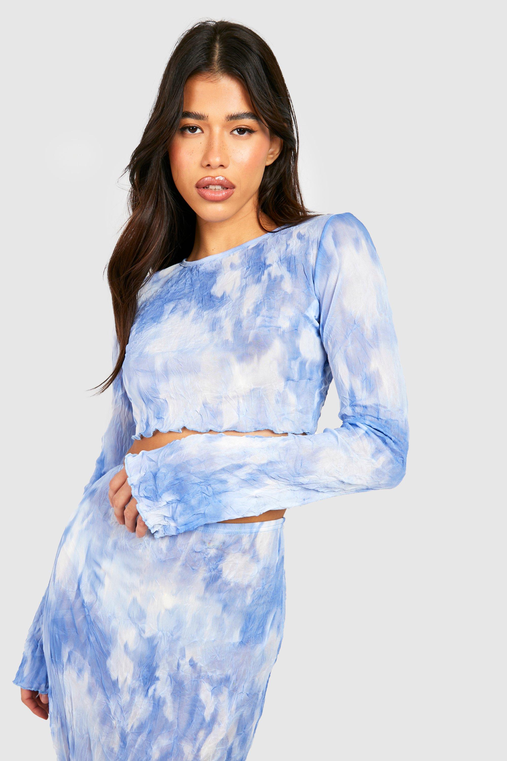 Tall - Crop top tie dye en mesh