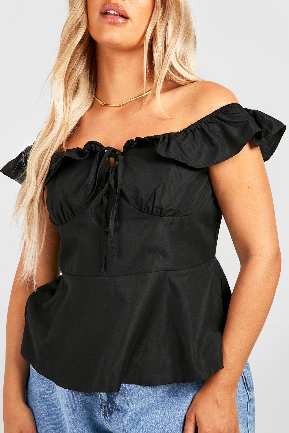 Black off the shoulder best sale peplum top