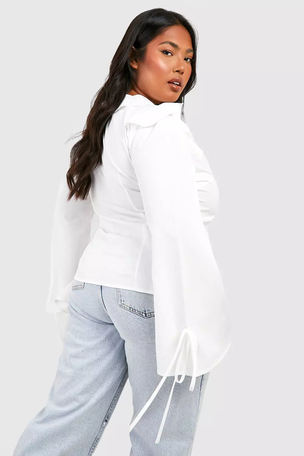 Black Plus Ruffle Tie Front Blouse alternative image