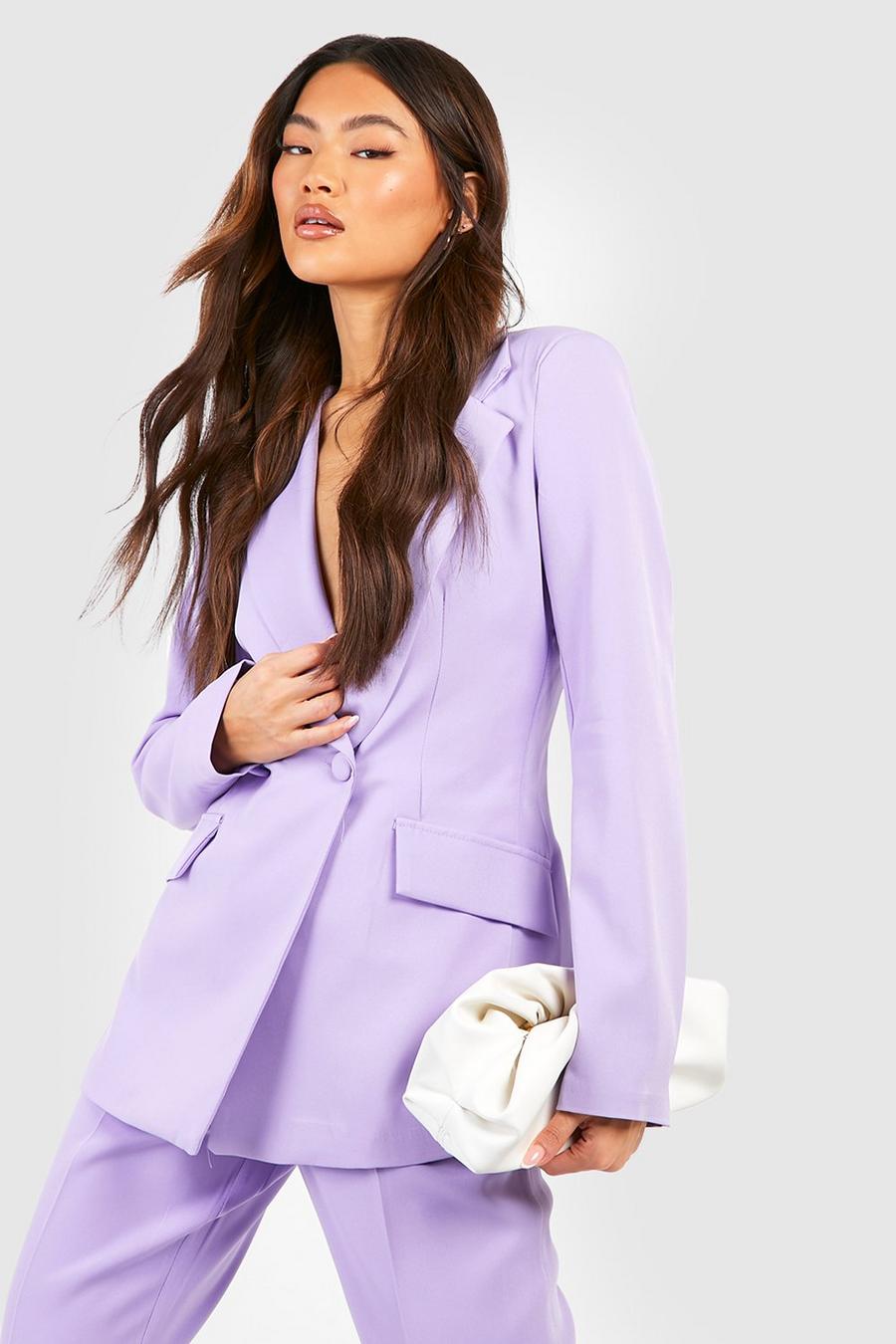 Lilac Plunge Tailored Fitted Blazer image number 1