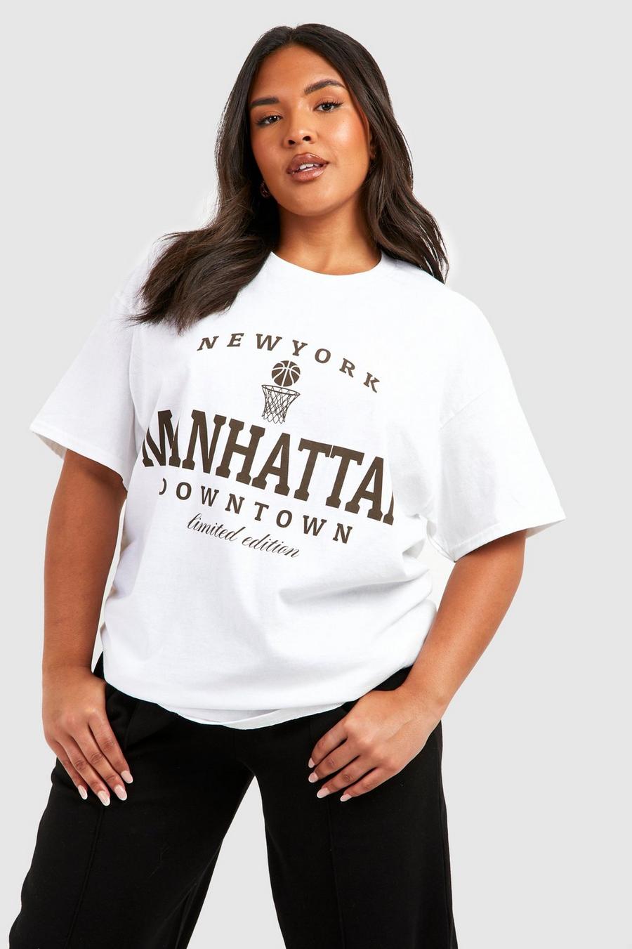 Camiseta Plus con estampado de Manhattan, Chocolate marrone