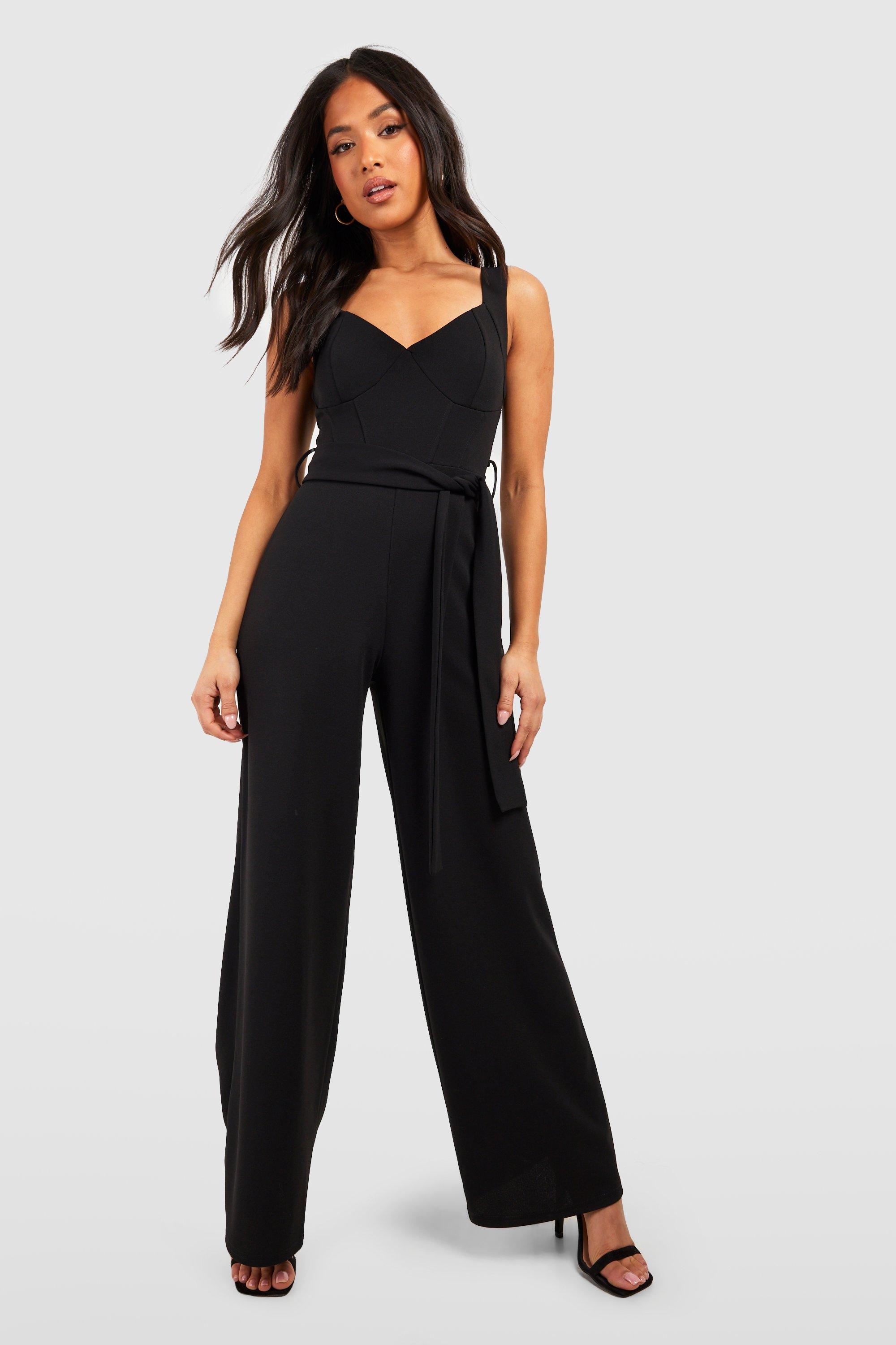 Petite Embellished Velvet Flare Jumpsuit