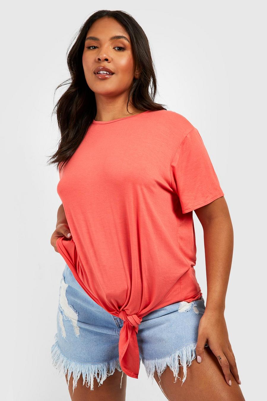 Coral Plus Tie Slouchy T-shirt  image number 1