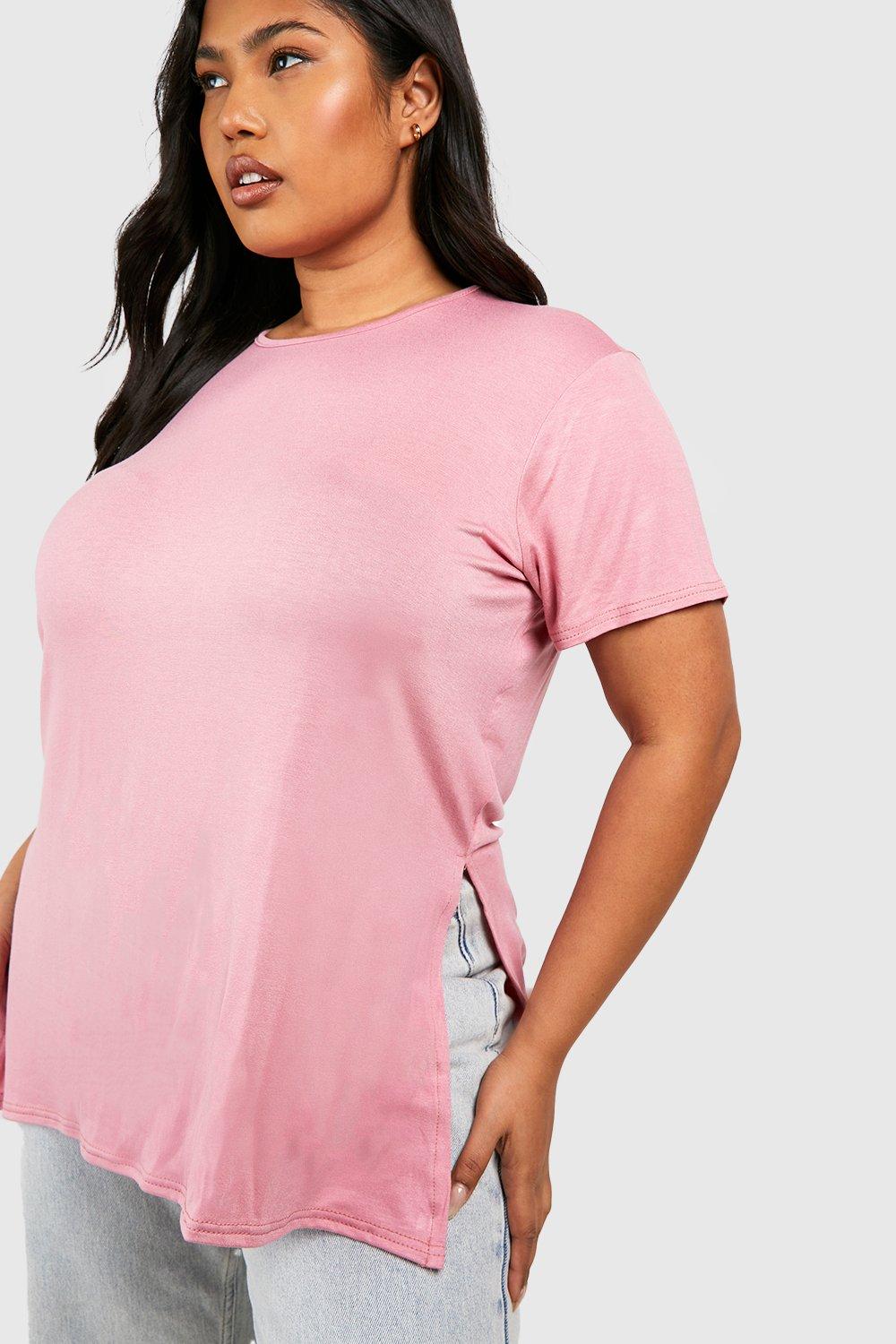 boohoo Plus Size Side Split Longline T-Shirt - Women's T-shirts