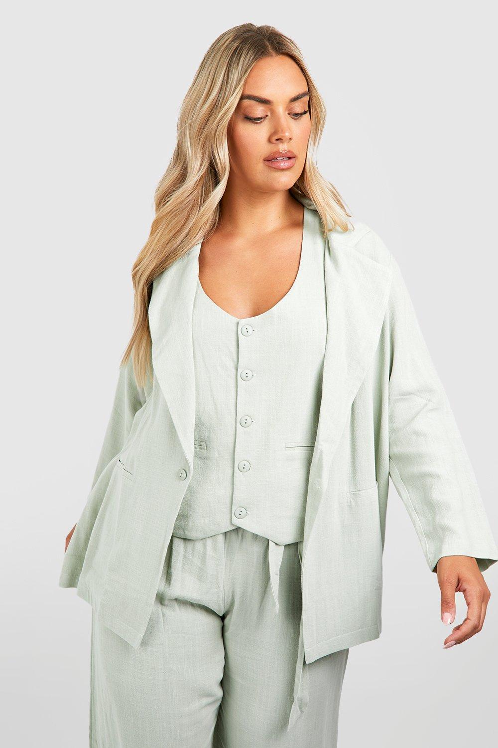 Plus size women's linen blazers hotsell