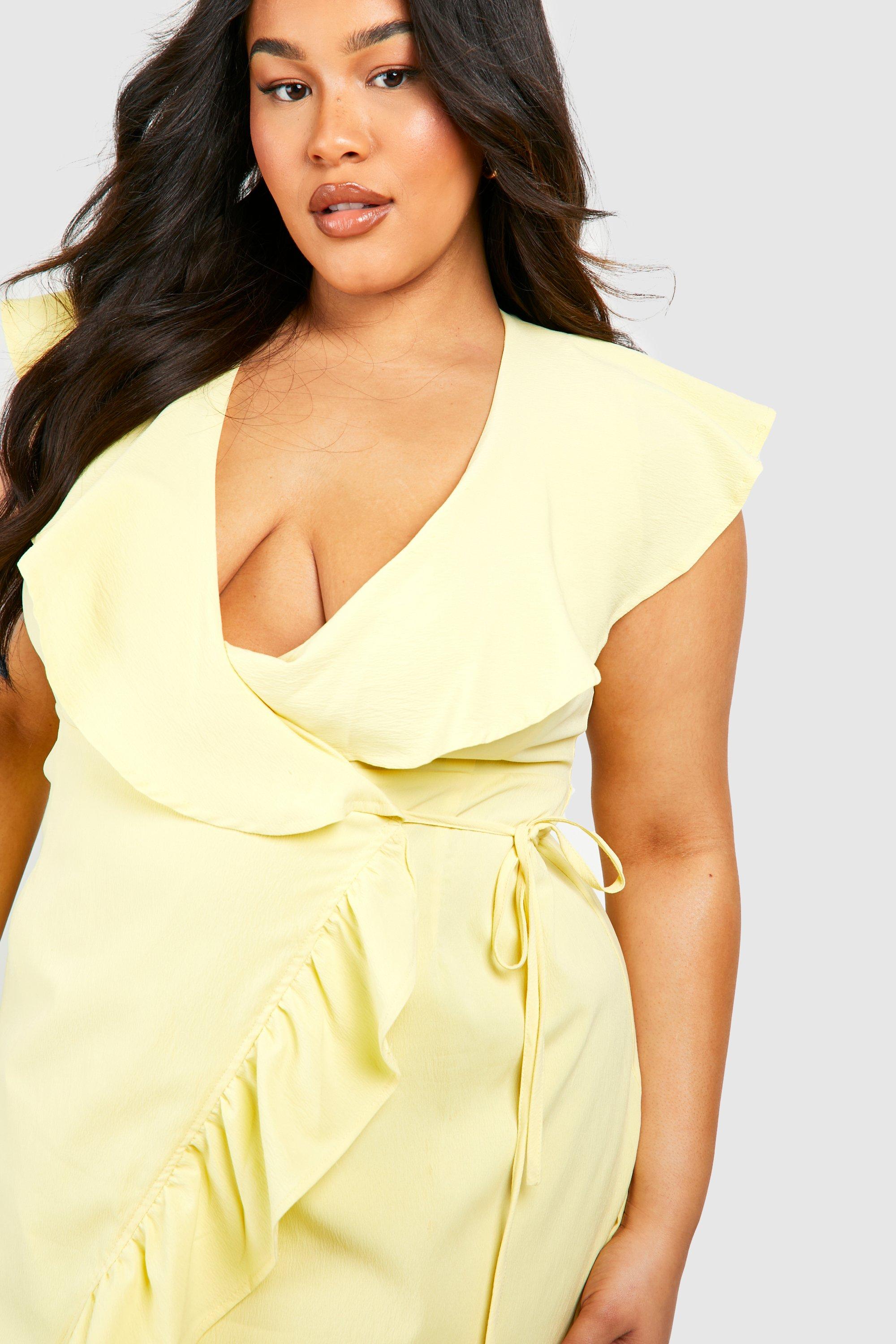 Boohoo yellow outlet wrap dress