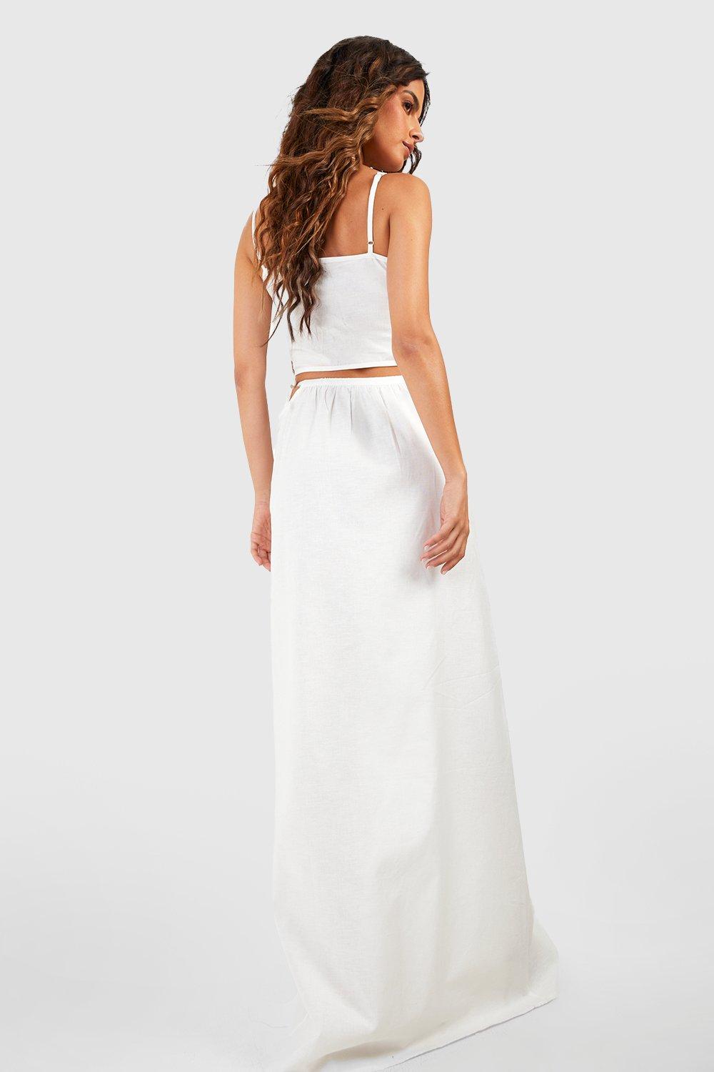 Cotton Tie Sie Split Maxi Skirt boohoo