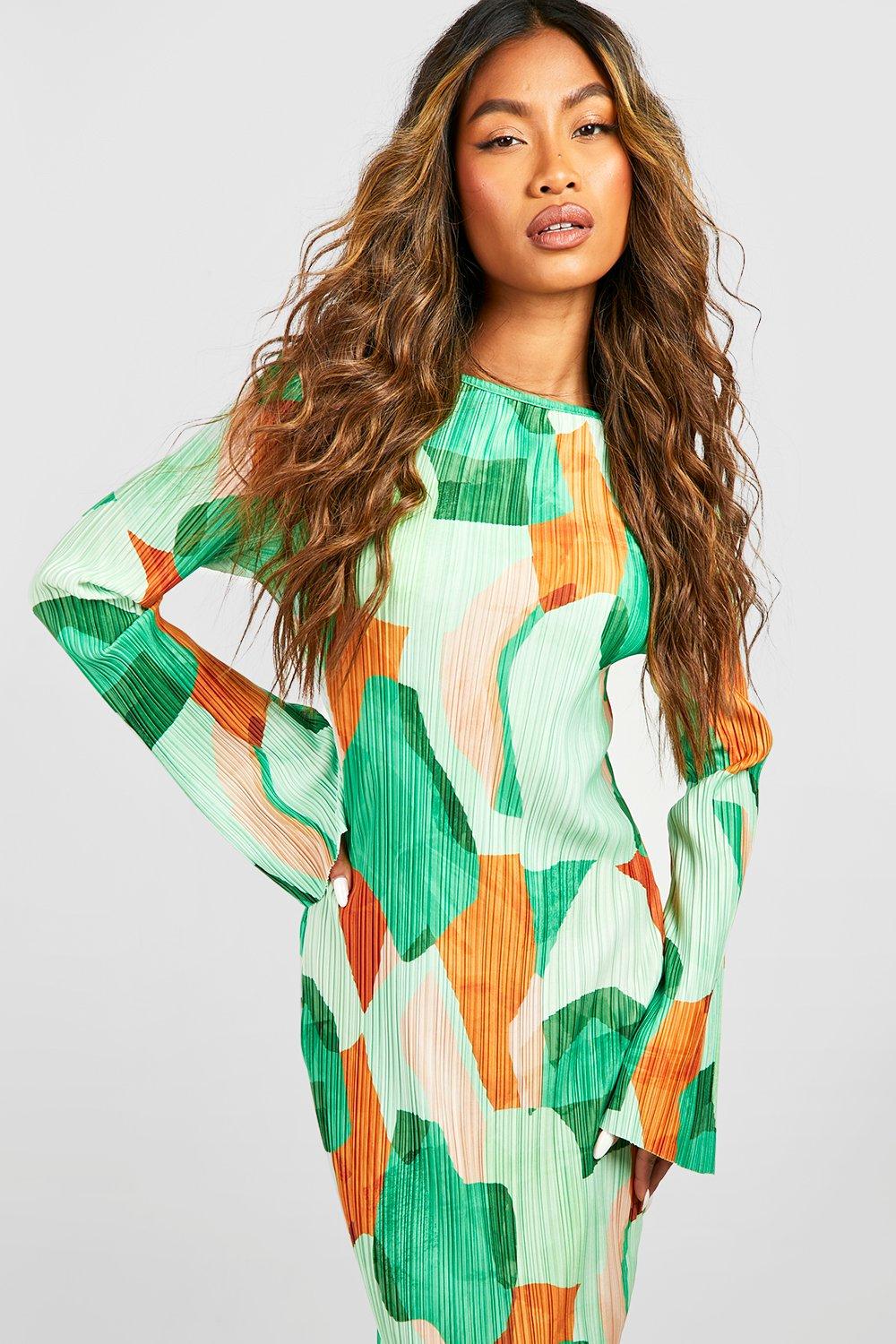 Boohoo green midi on sale dress