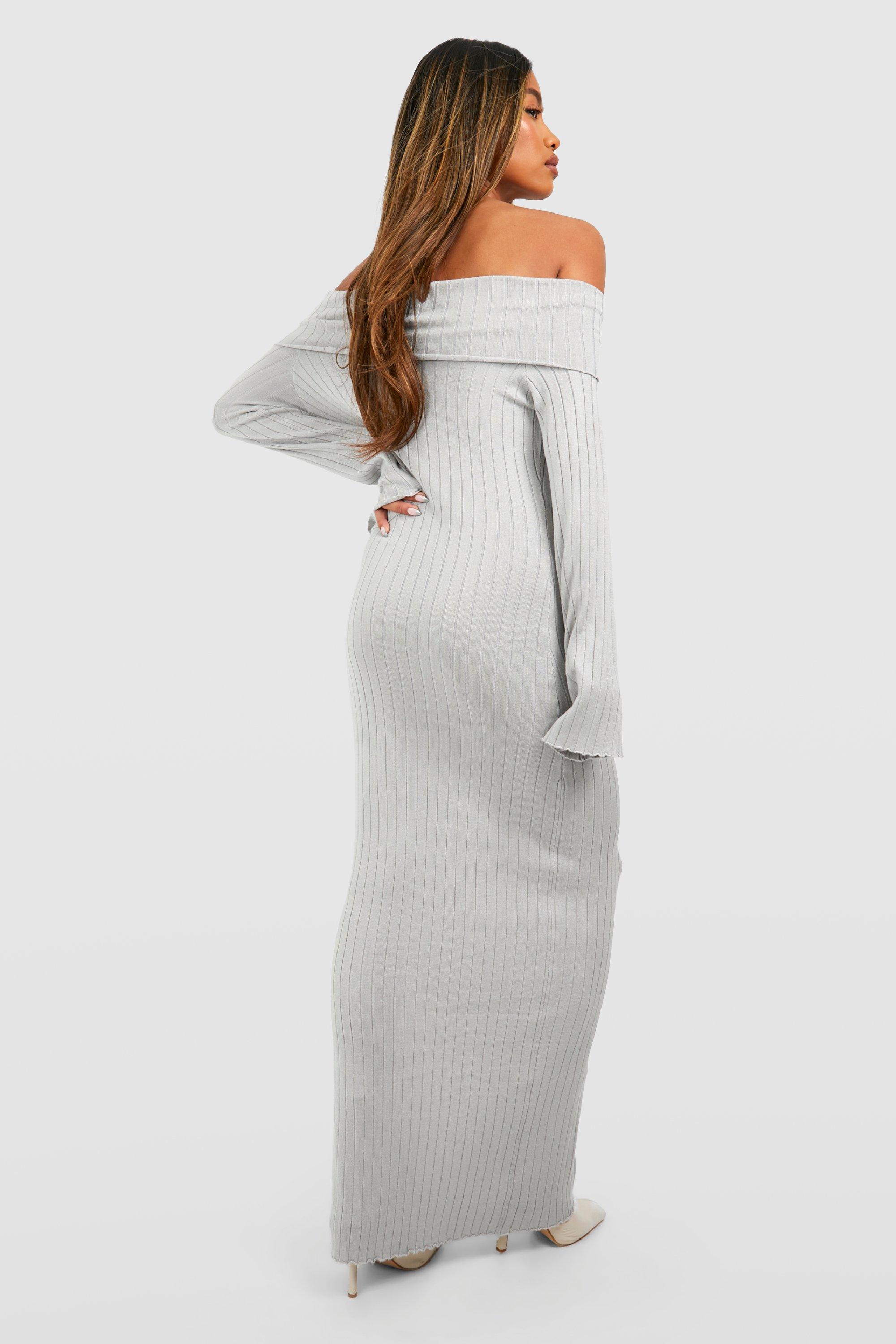 Boohoo grey maxi dress hotsell