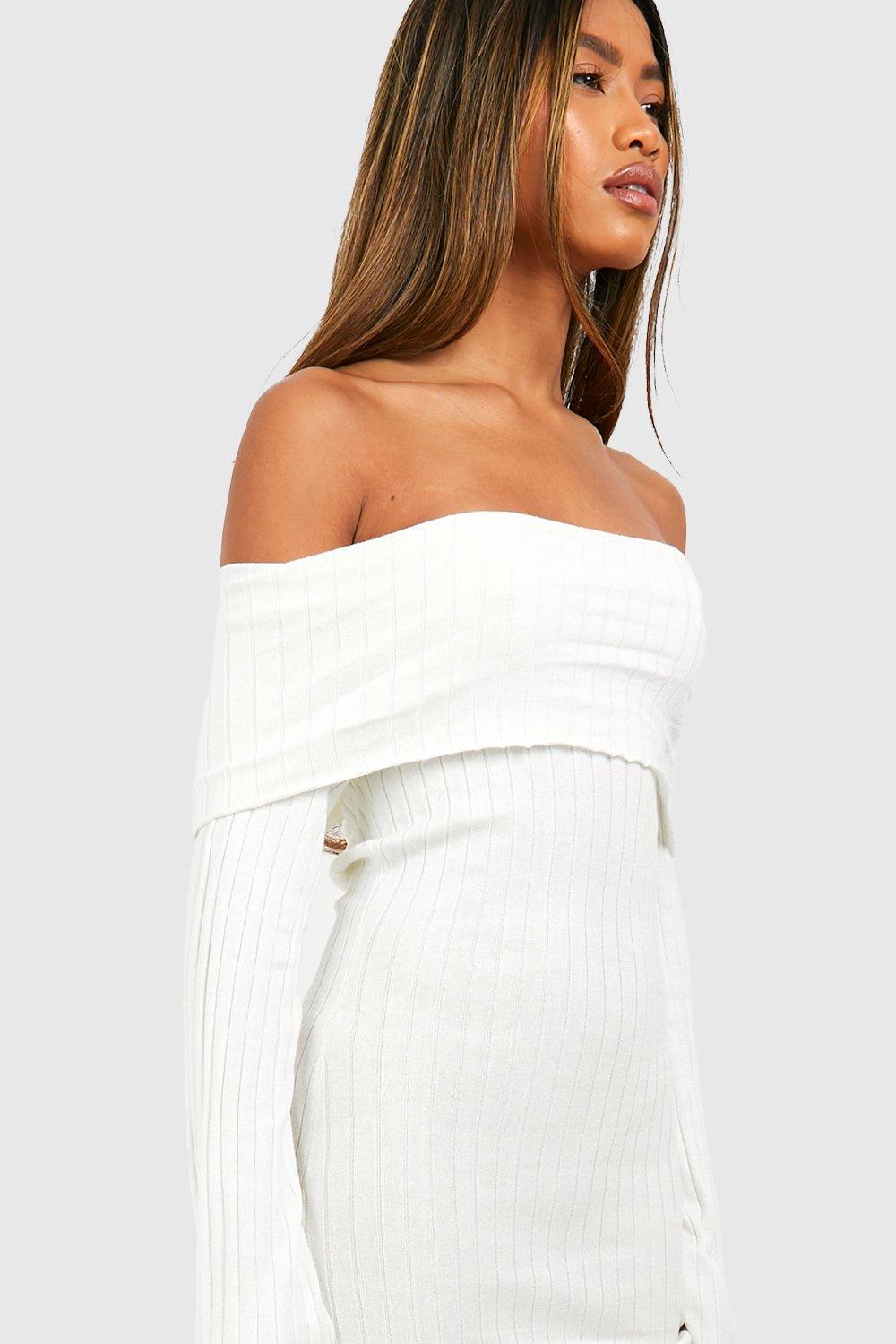 Oversized Off The Shoulder Neckline Knitted Maxi Dress