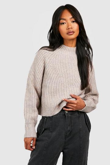 Marl Yarn High Neck Jumper purple