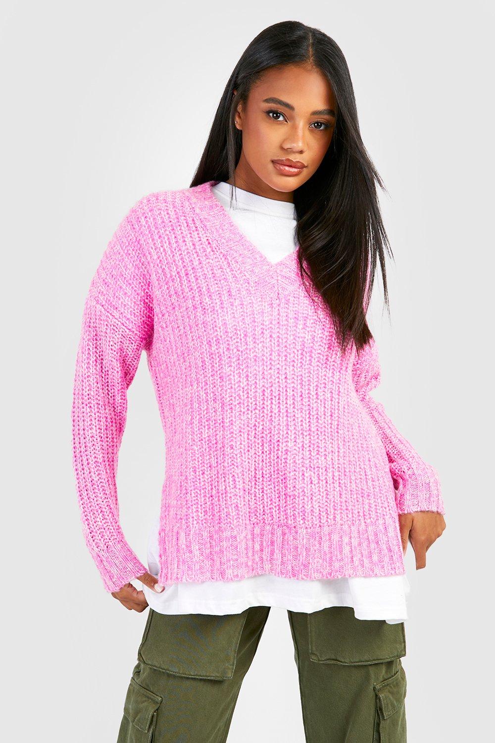 Pink Marl Roll Neck Sweater, Knitwear