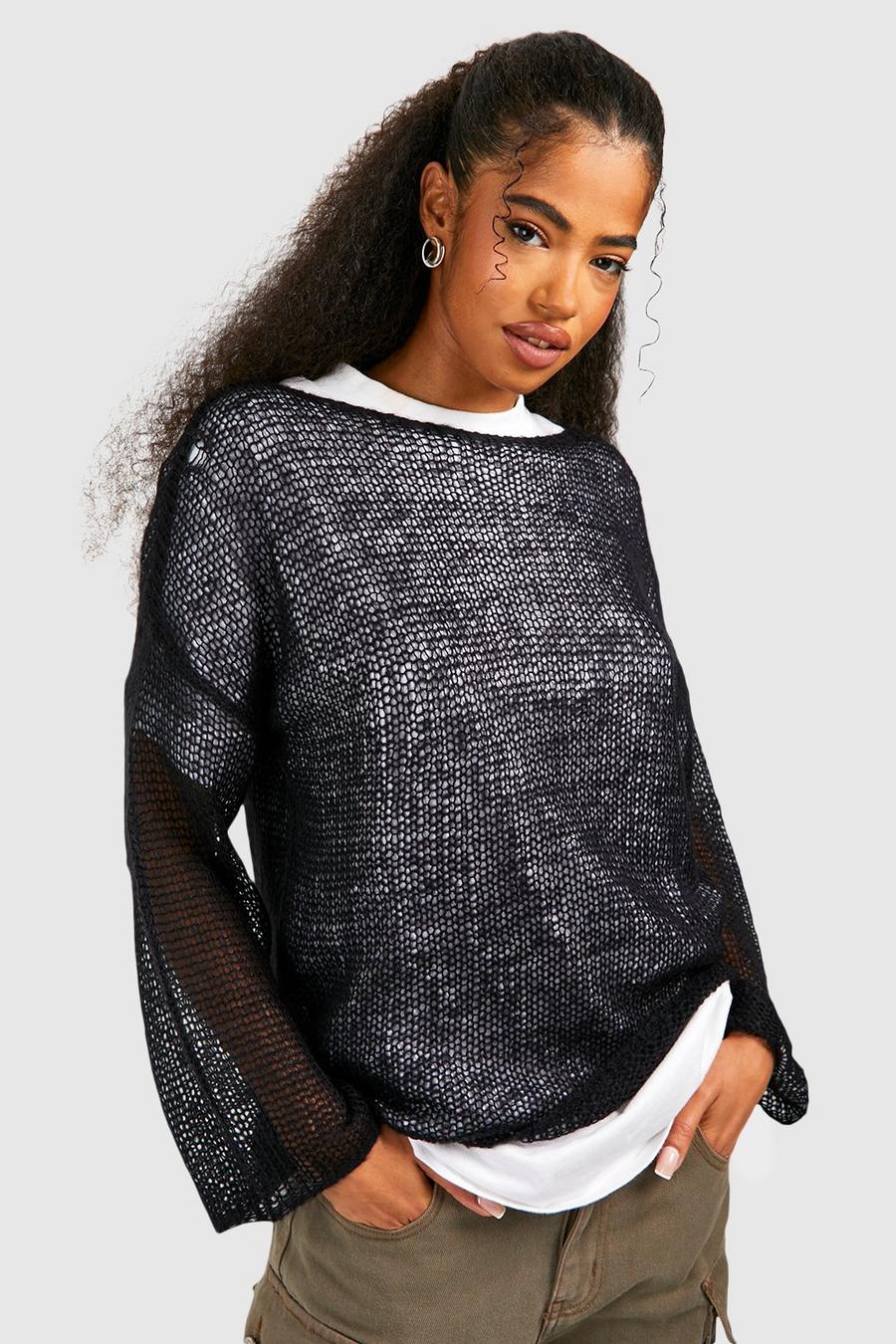 Black Soft Knit Loose Knit Sweater image number 1