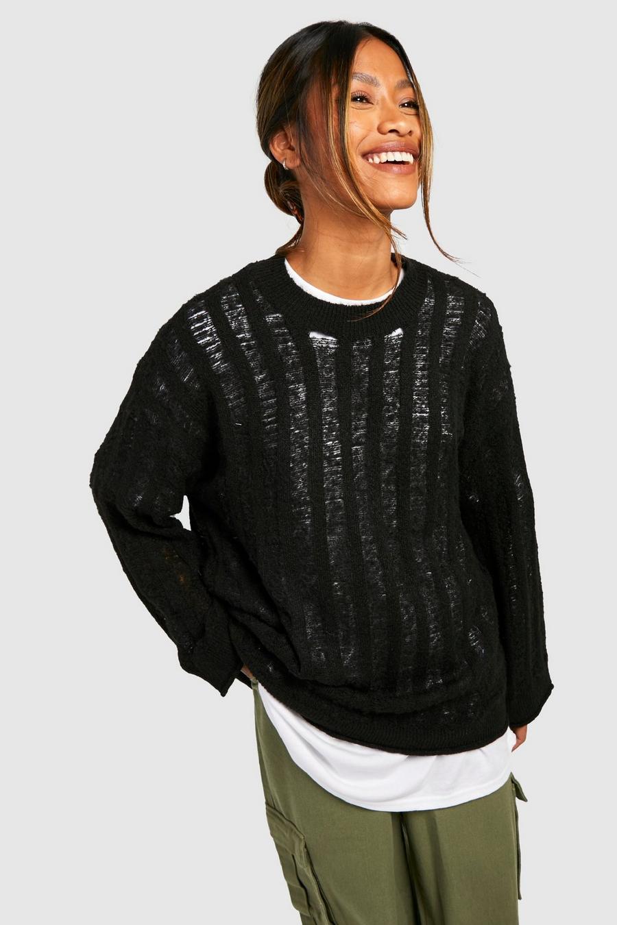 Soft Knit All Over Ladder Sweater | boohoo USA Soft Knit All Over Ladder Sweater | boohoo USA