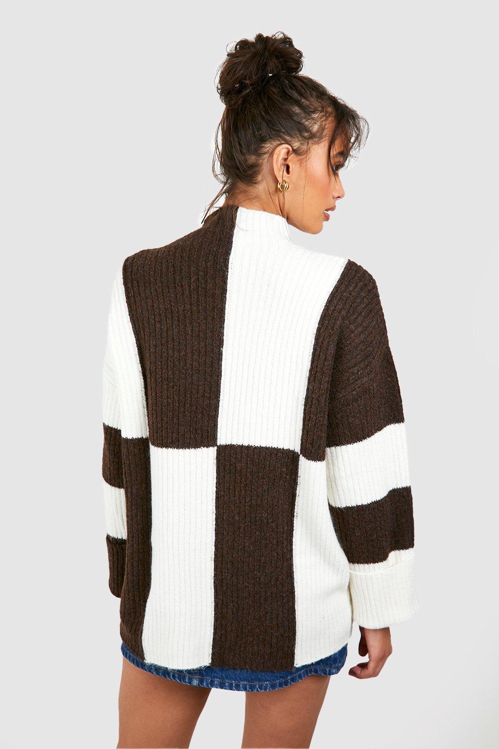 Color Block High Neck Sweater