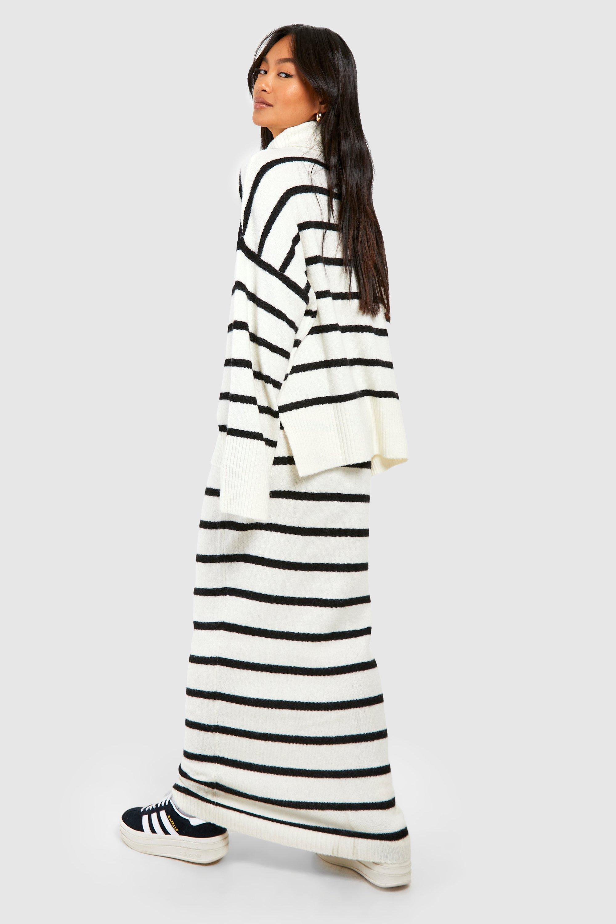 Soft Knit Stripe Sweater & Maxi Skirt Set | boohoo