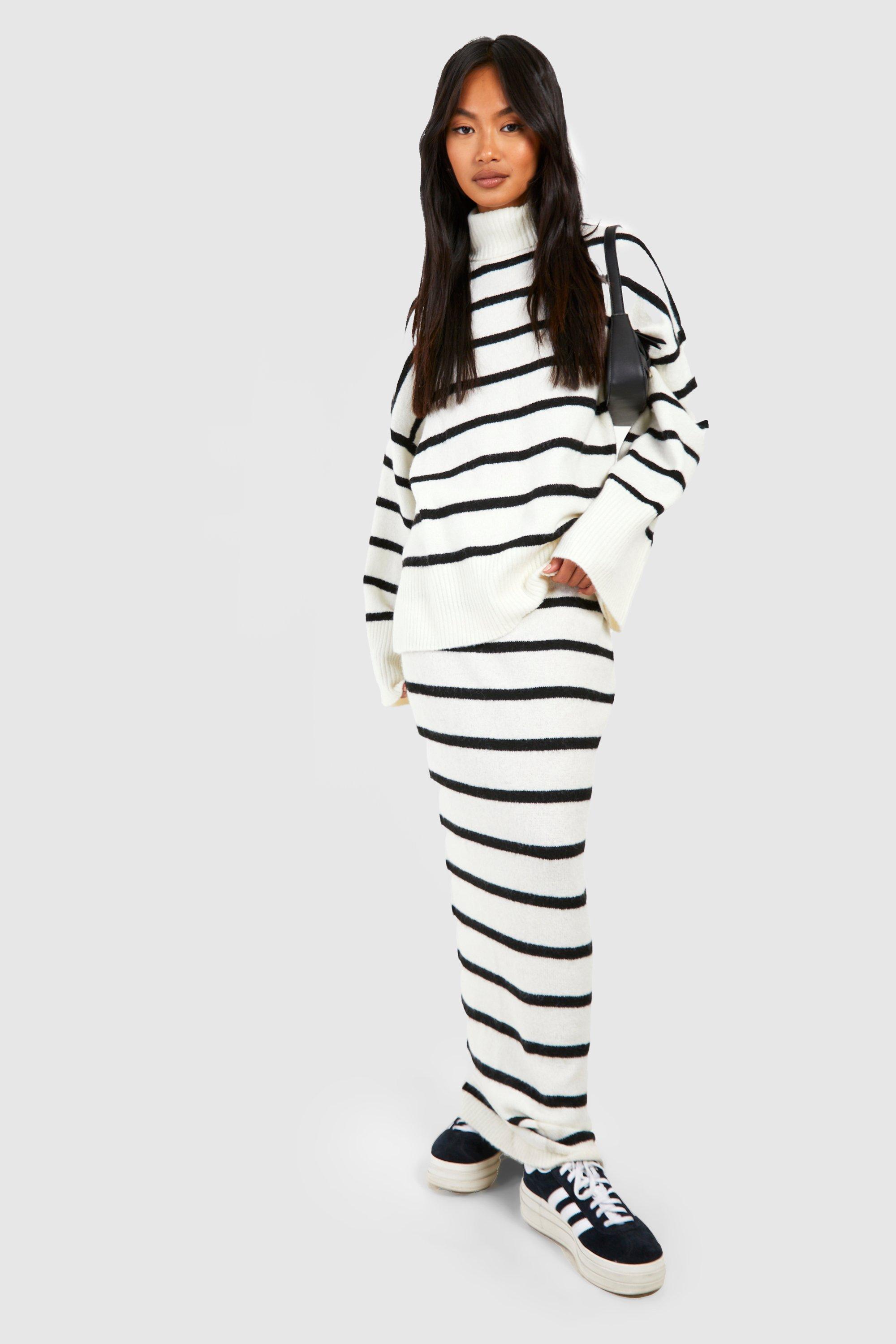 Soft Knit Stripe Sweater & Maxi Skirt Set | boohoo